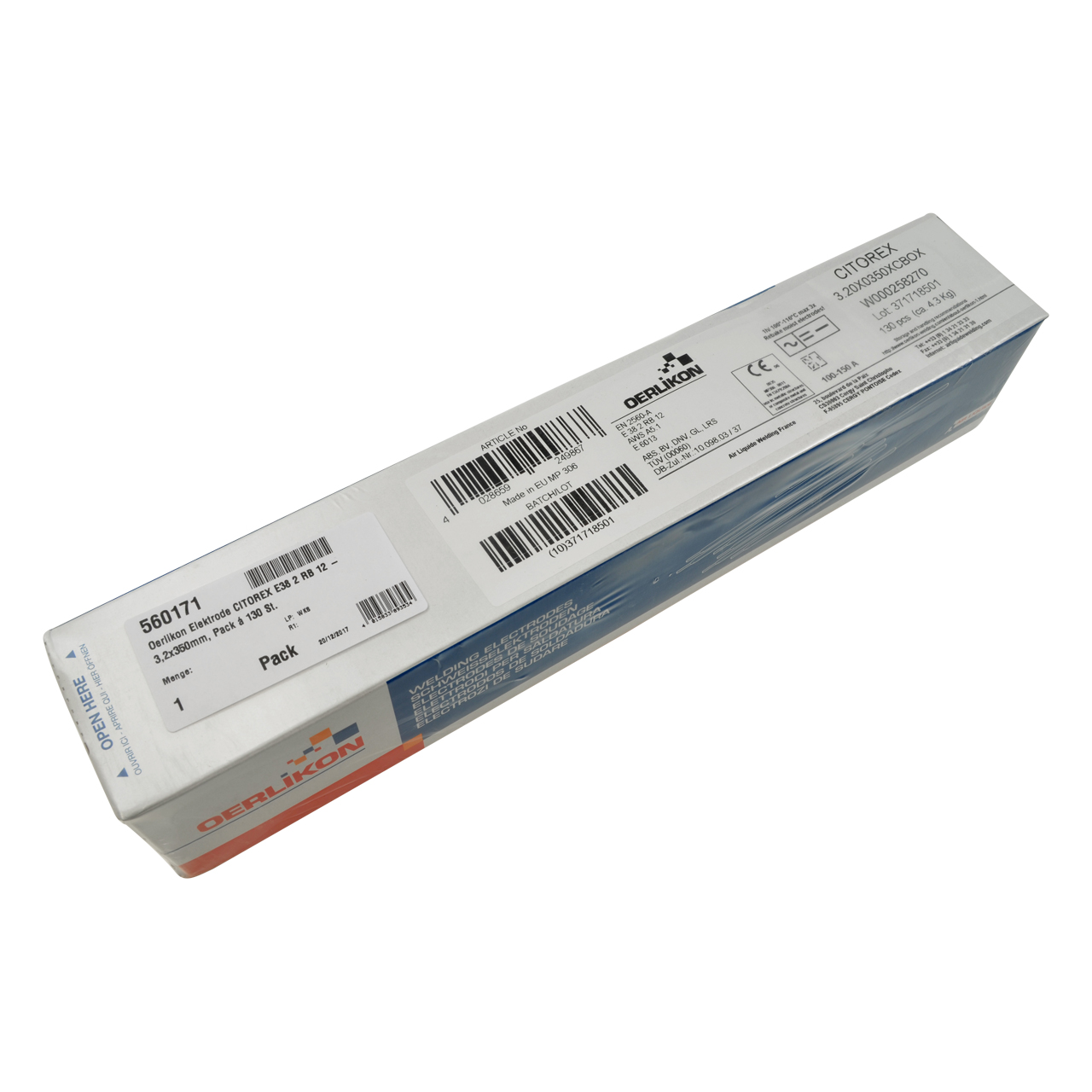 Schweißelektrode OERLIKON CITOREX E38 2 RB 12, Ø 3,2 x 350 mm, 130 Stück/Pack, 4,3kg
