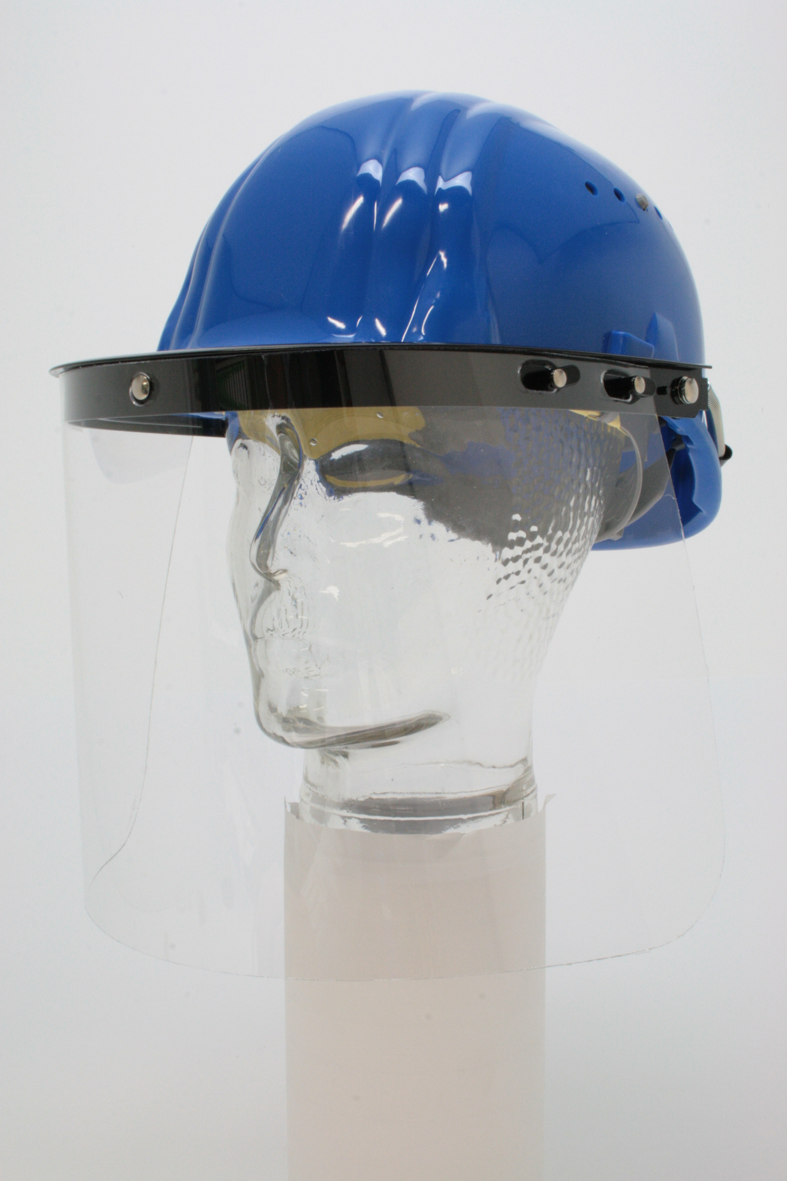 Anbauvisier mit Federzug für Arbeitshelme, mit PET-G Scheibe, klar, ohne Helm