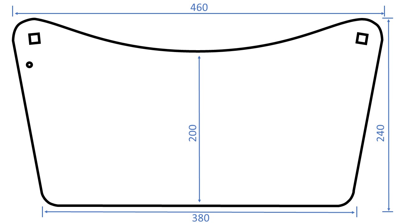 Ersatzscheibe, klar, 460x200x1mm, inkl. Anschlagnippel