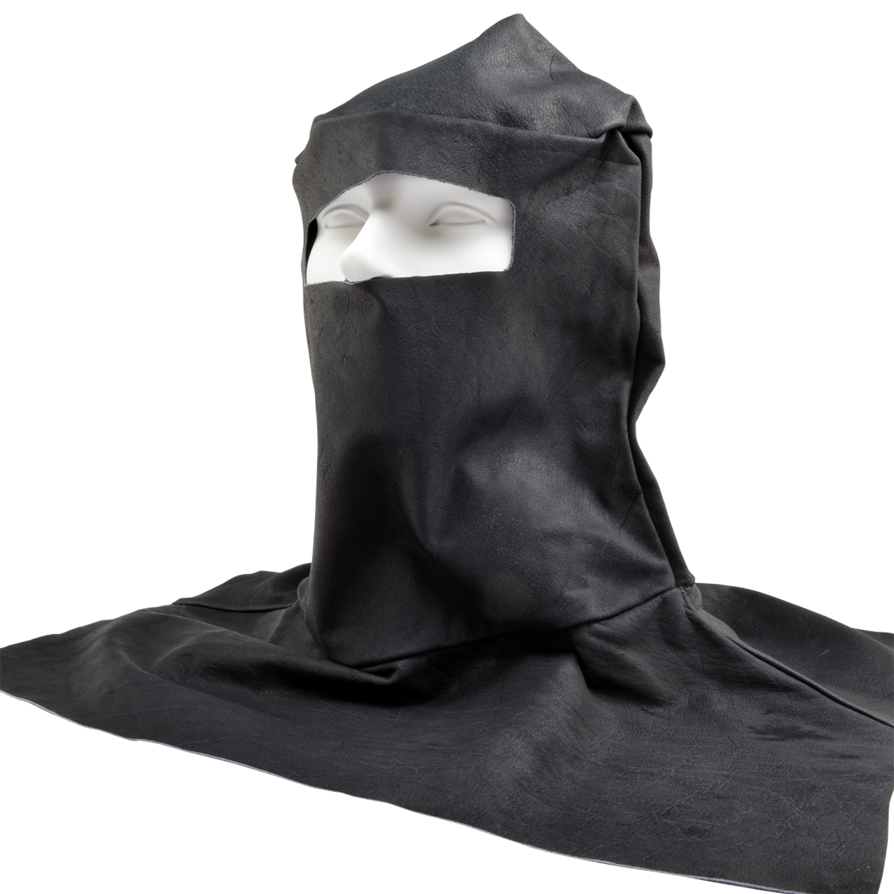 Kopfhaube aus Vollleder mit Gesichtsausschnitt