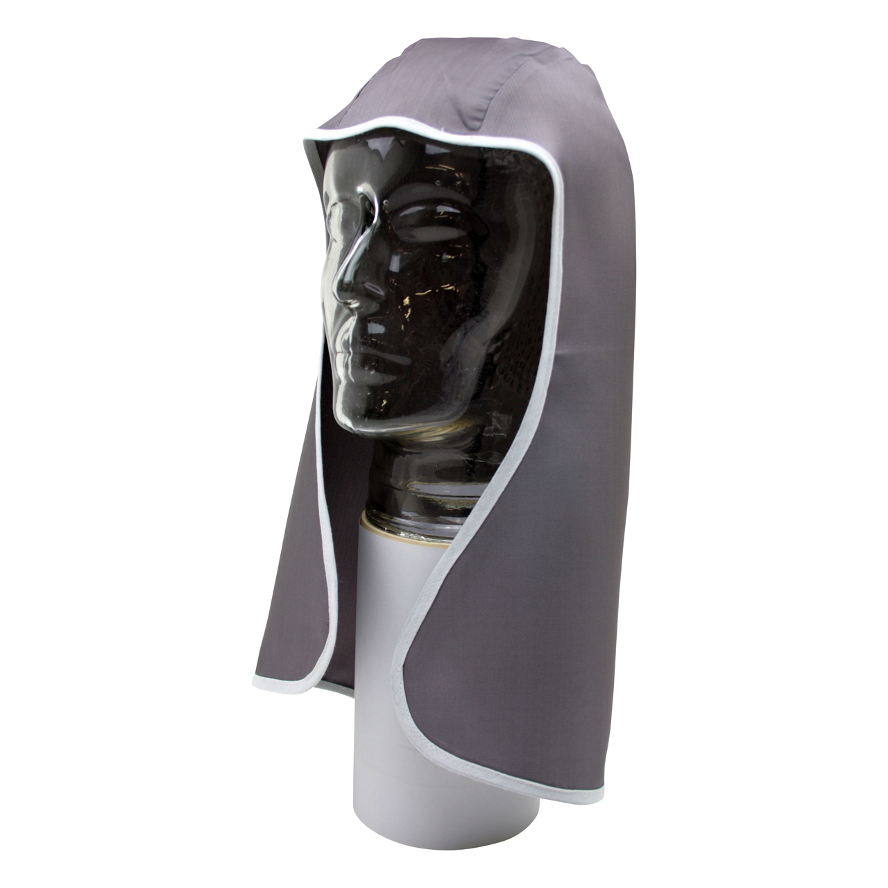 Kopfschutztuch aus Viskose mit Nackenschutz, grau, leicht entflammbar