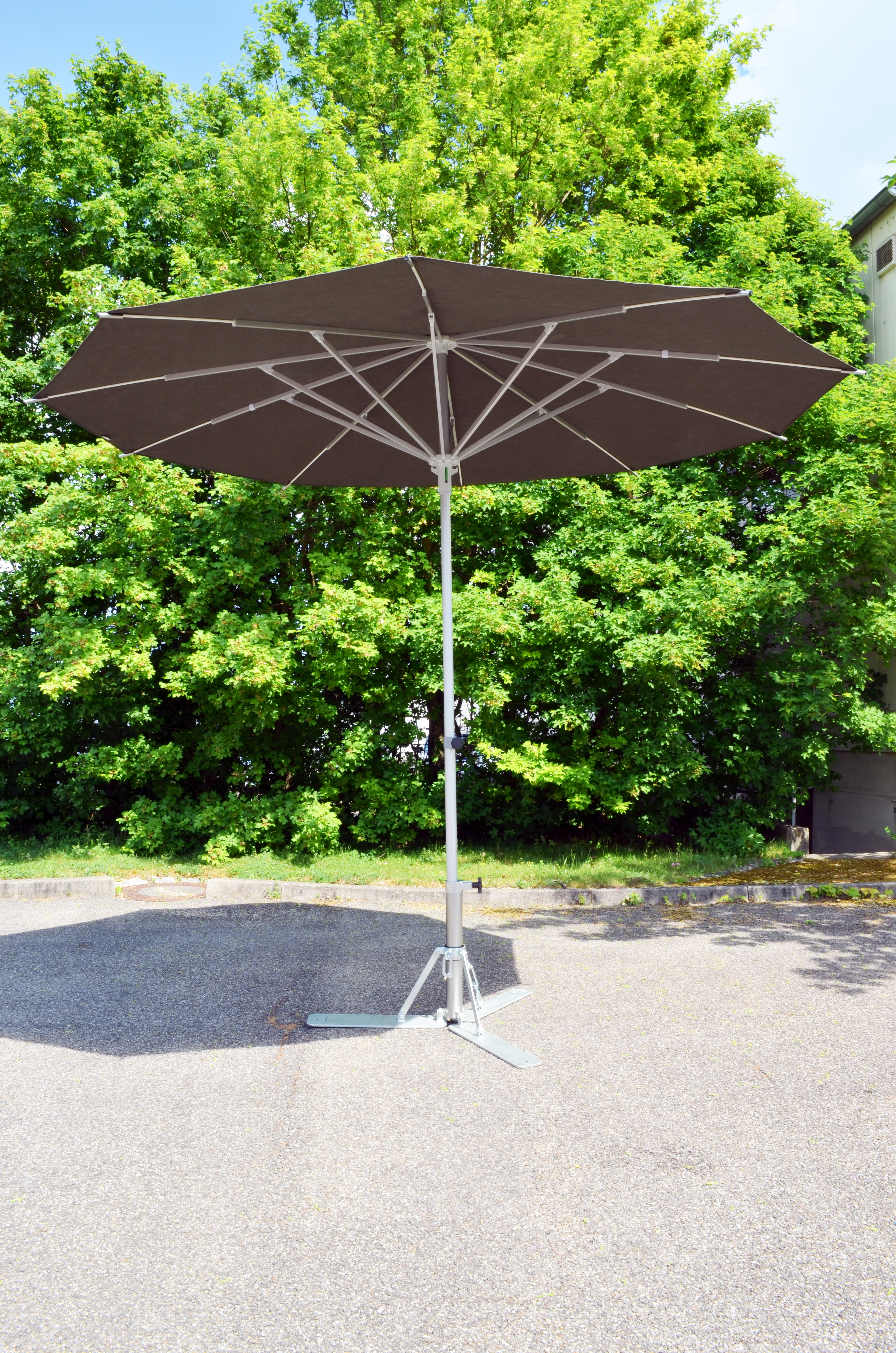 Arbeitsschirm PREMIUM aus Baumwolle, oliv, sehr robust, Alu/GFK Streben, Ø 3,0 m