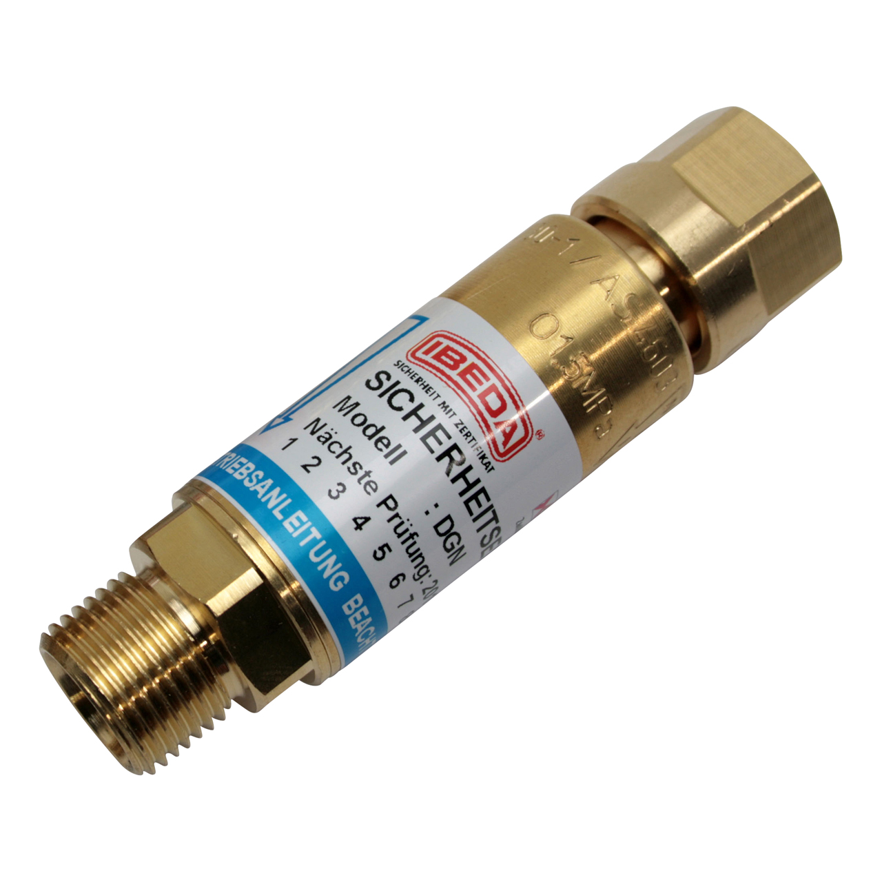 Sicherheitseinrichtung Druckminderer, Sauerstoff,  3/8" RH