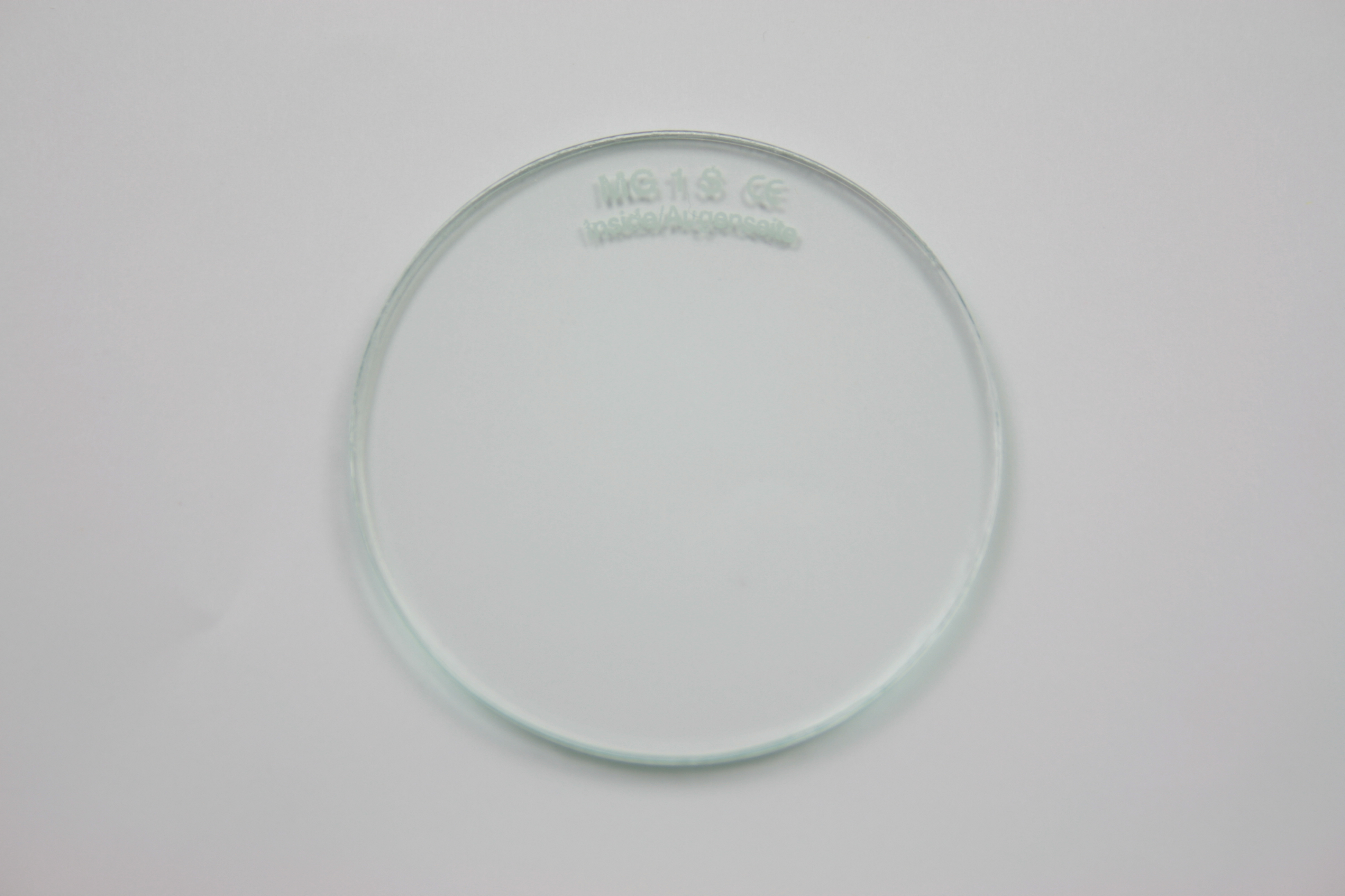 Brillenglas, Verbundglas, klar, splitterfrei, Ø 50 x 3 mm