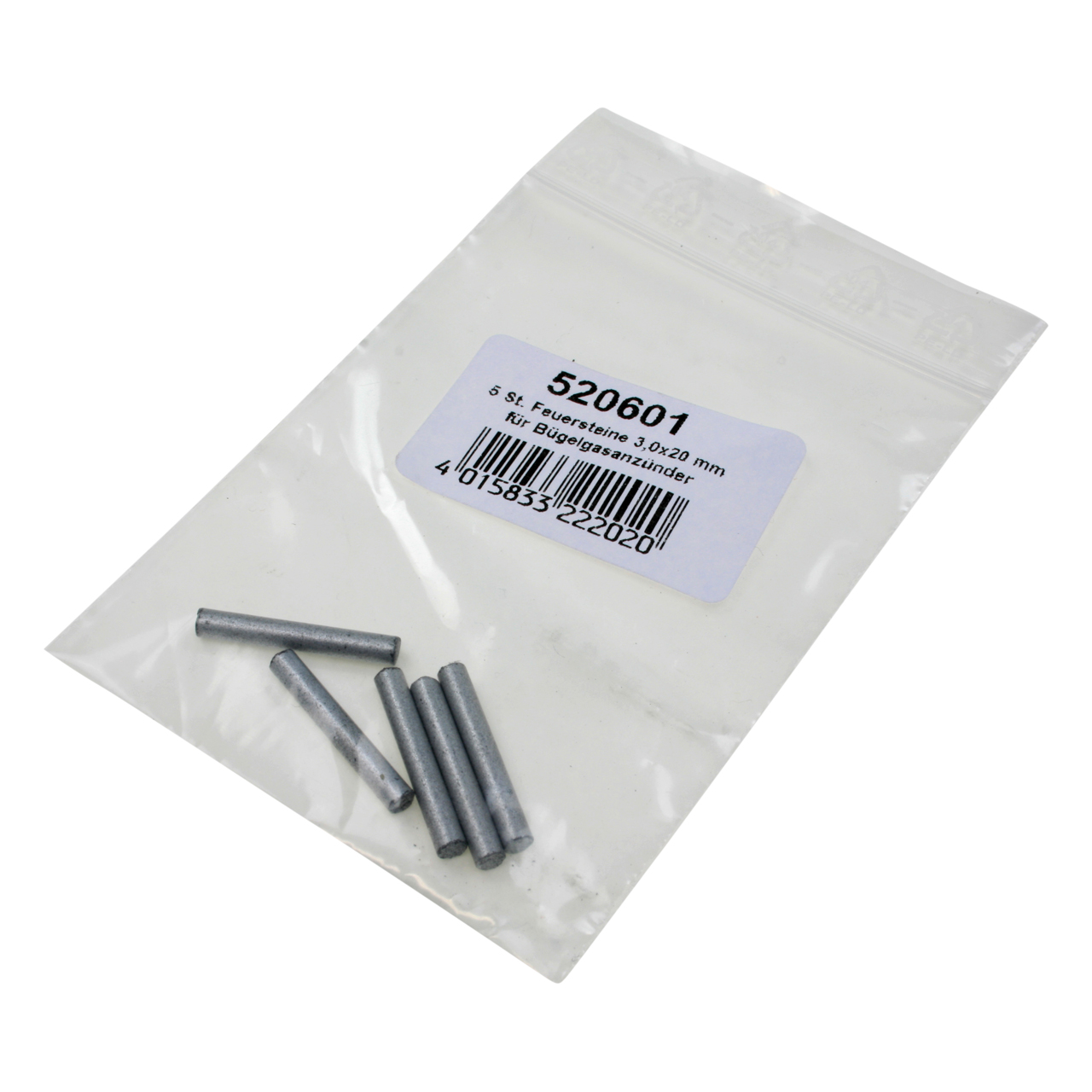 Feuersteine für Bügelgasanzünder, 3 x 20 mm, 5 Stück