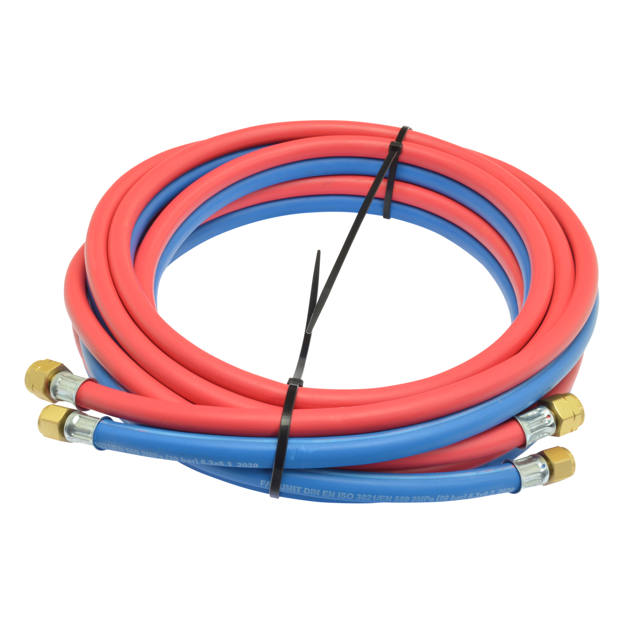 Zwillingsschlauch, Azetylen/Sauerstoff, beide 4 x 3,5 mm, fertig montiert