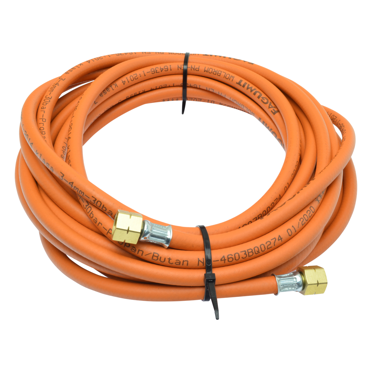 Propangasschlauch fertig mit Anschlüssen, 30 bar, 4 x 4 mm