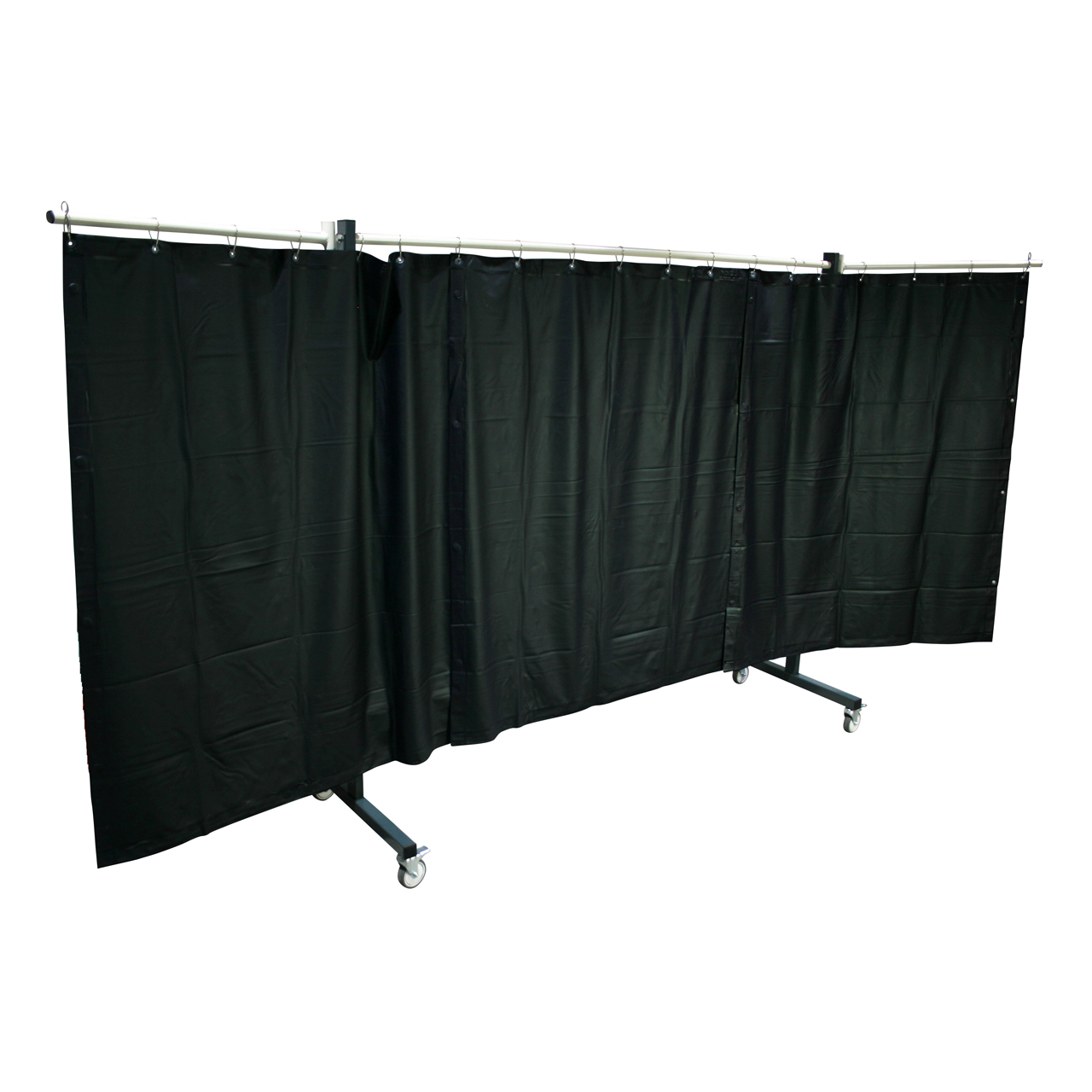 SST4 Schutzwand mit Schwenkarm, 2 x 3,9 m, mit PVC Vorhang 1,60 m lang, grün R9