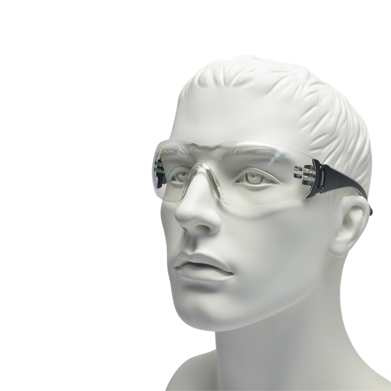 Schutzbrille W2, Polycarbonat klar, Bügel flexibel und gummiert, schwarz