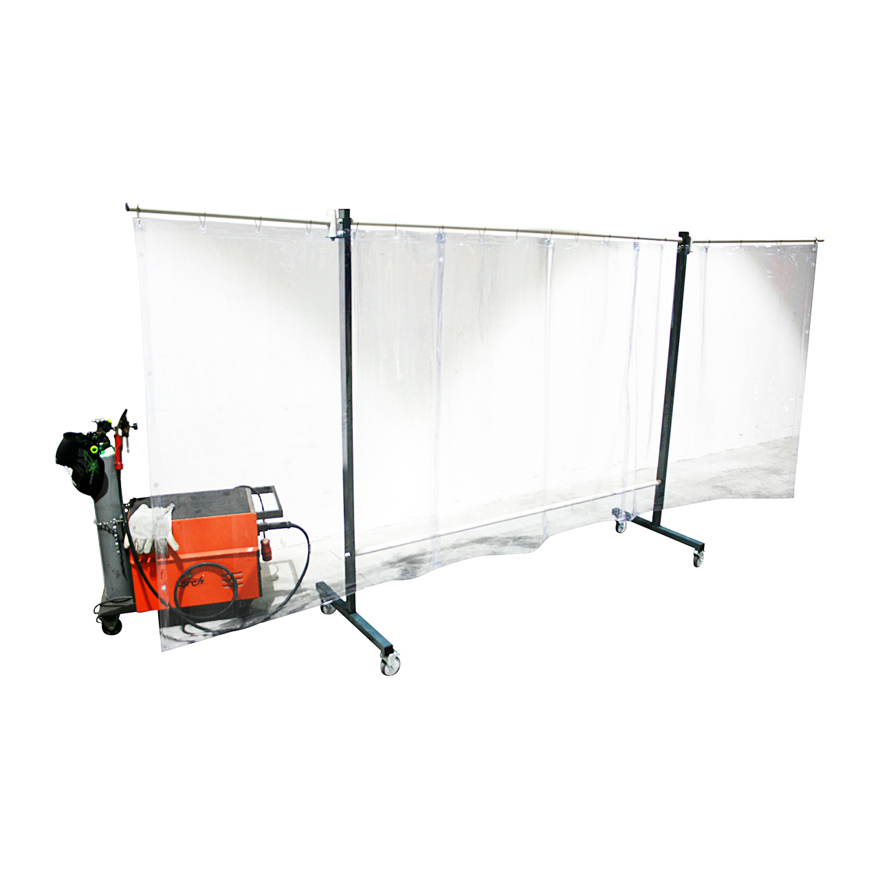 SST4 Schutzwand mit Schwenkarm, 2 x 3,9 m, lang, klar