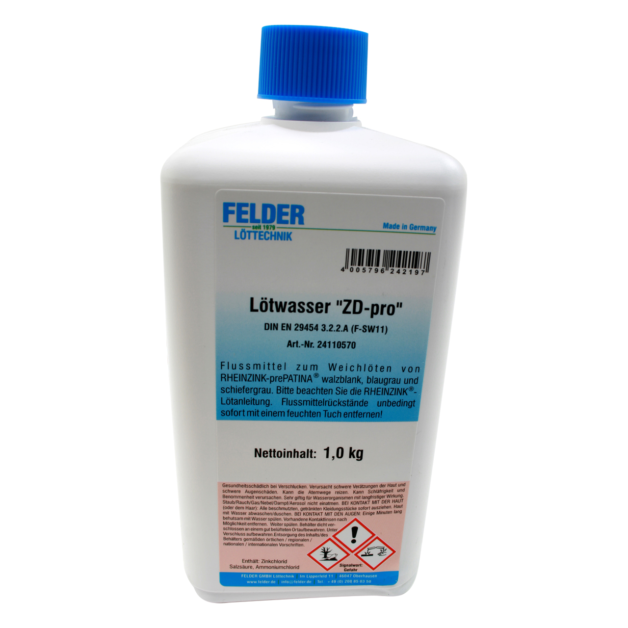 Lötwasser ZD-pro nach EN 29454, 1000 g Flasche