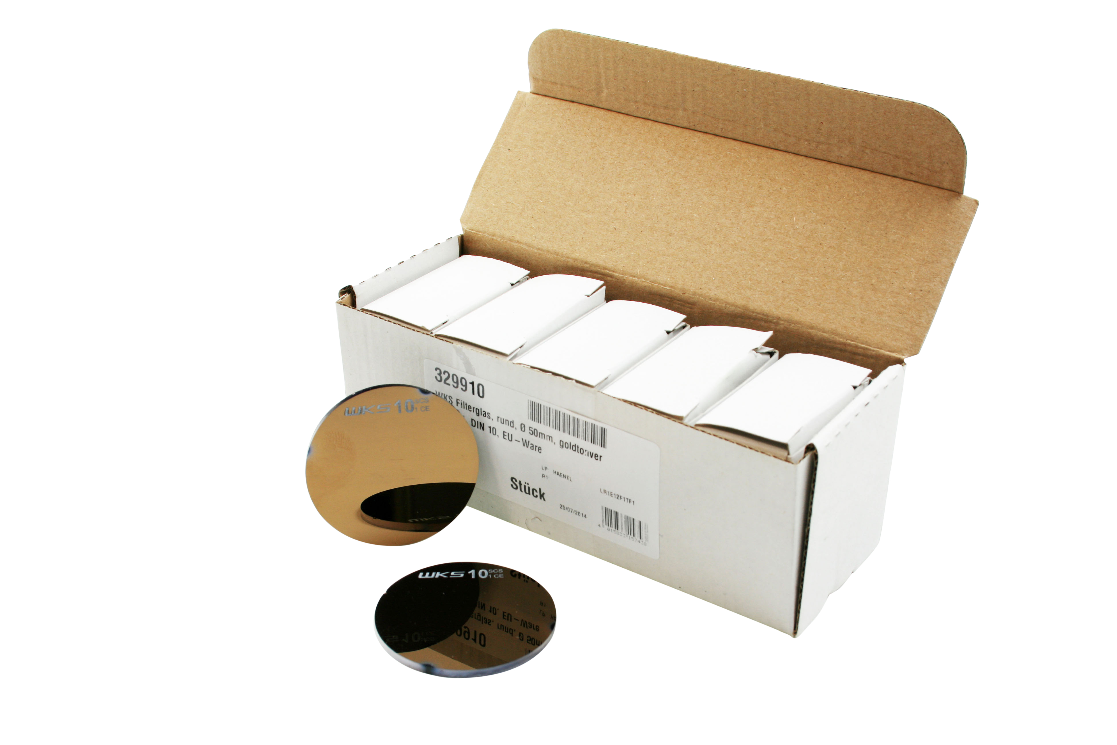 WKS Filterglas, EU-Ware, goldverspiegelt, Ø 50 mm