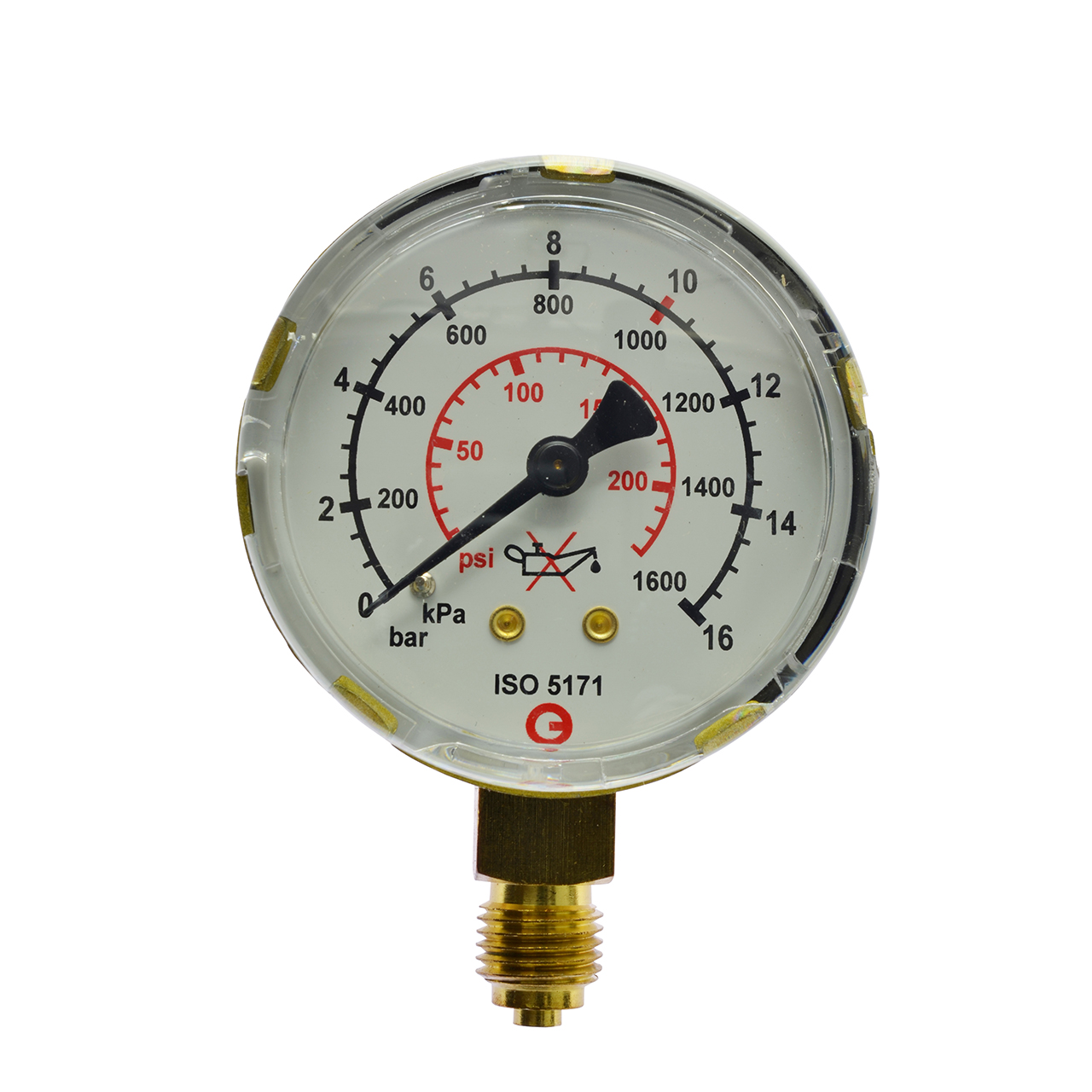 Arbeitsmanometer, neutral, 0 - 16 bar, 1/4", EN 562