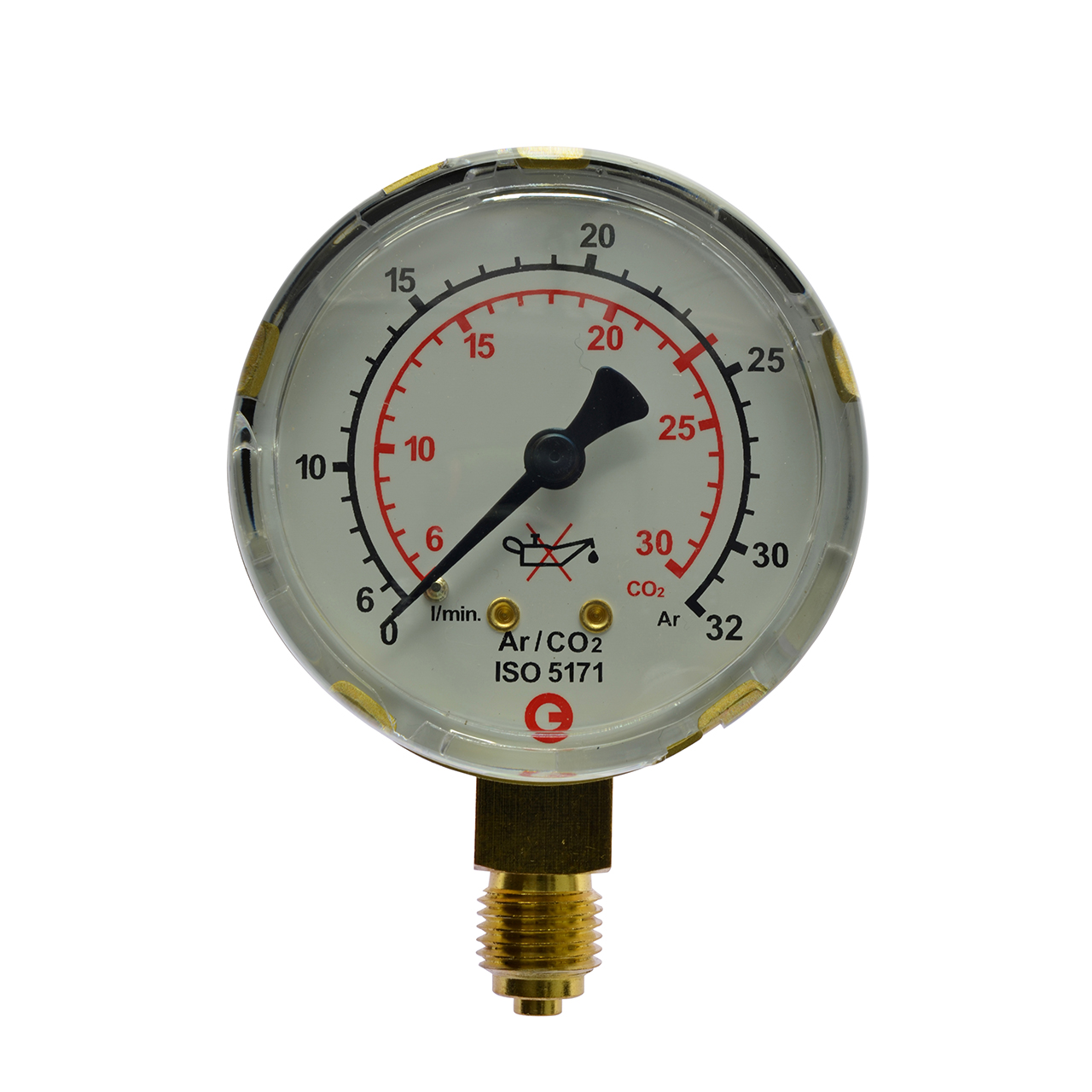 Arbeitsmanometer, Argon 0 - 30 l/min, 1/4", EN 562