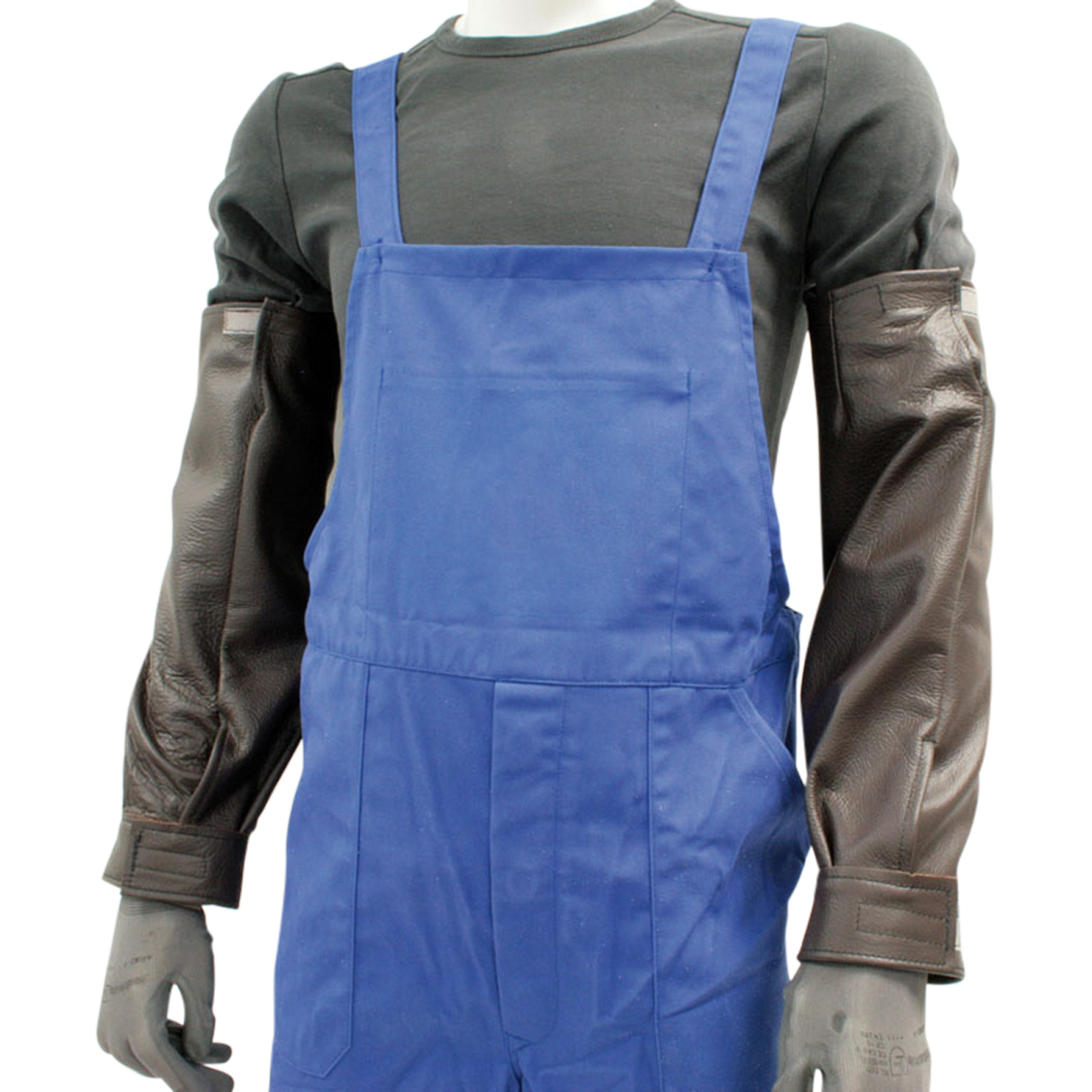 Ärmelschoner mit Klettverschluß aus Vollleder, dunkelbraun, rechter Ärmel