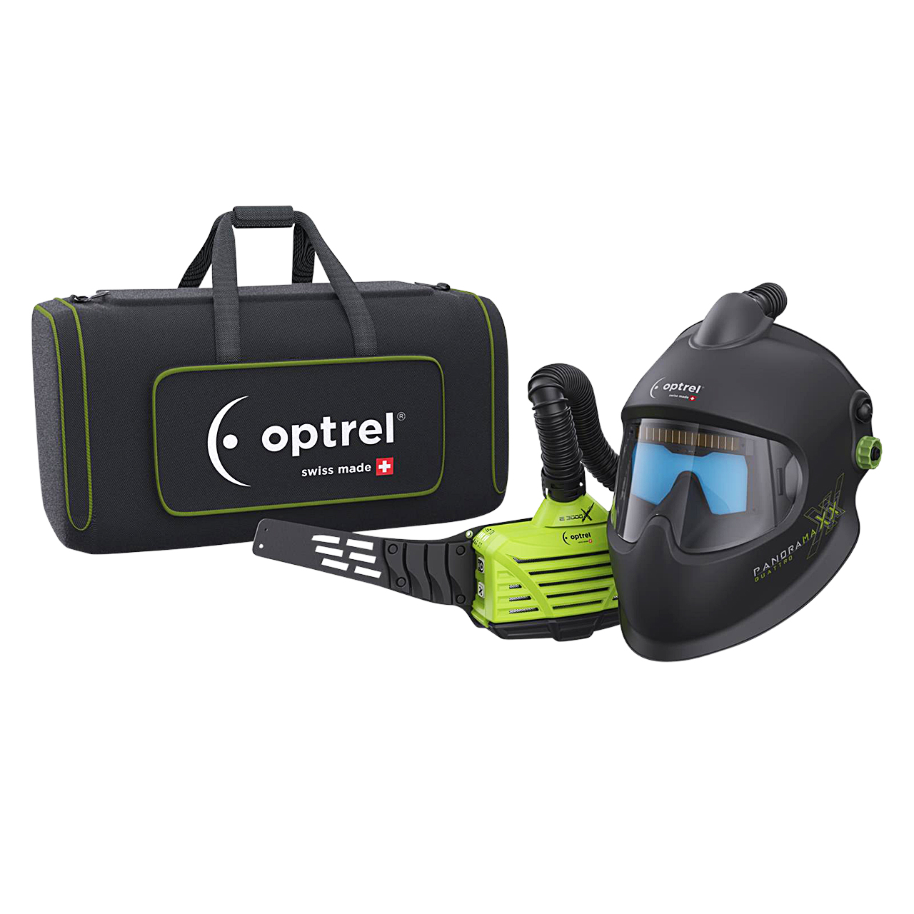 optrel® panoramaxx quattro, schwarz, DIN 3.0/4-13, Frischlufthelm mit e3000X