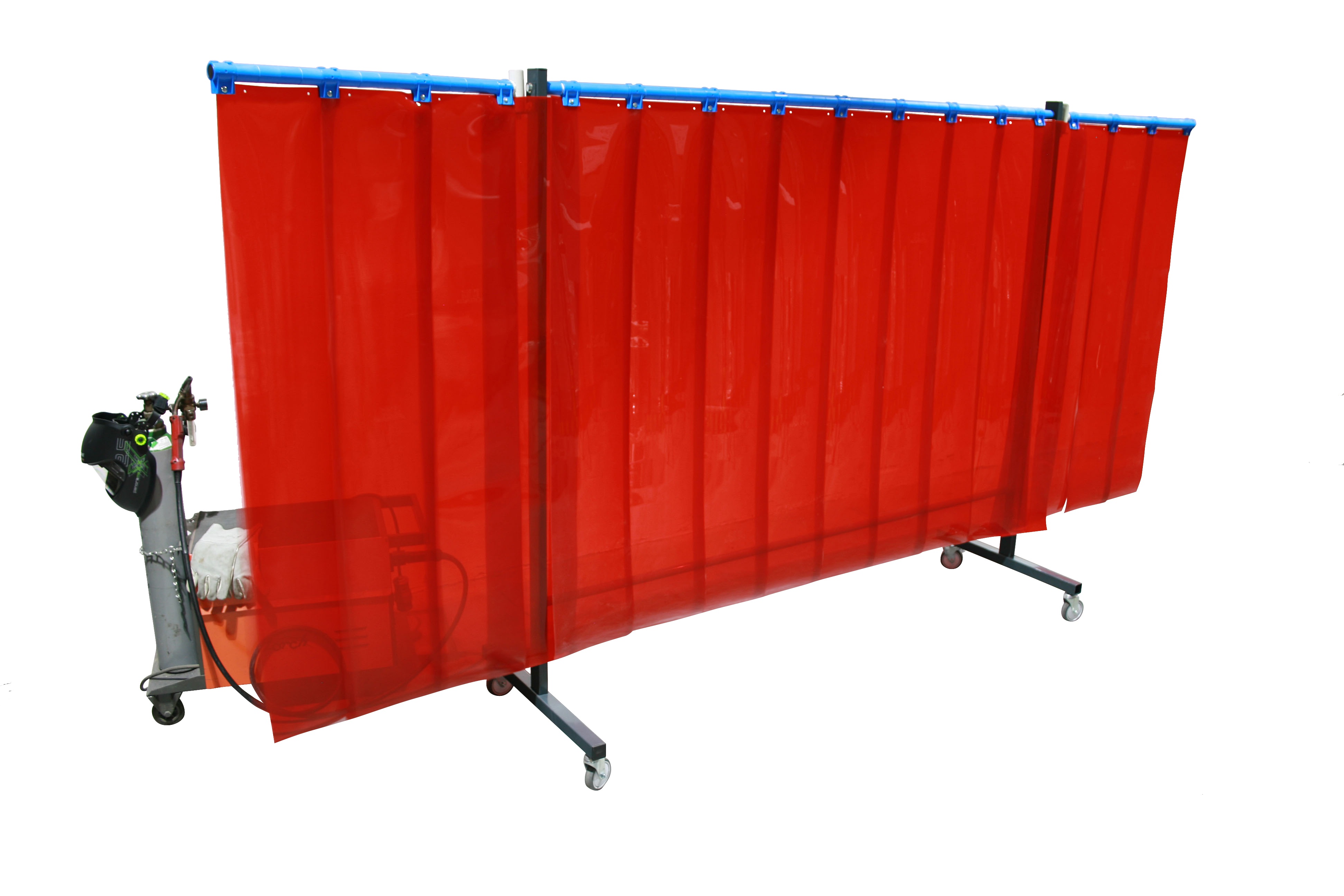 SST6 Schutzwand mit Schwenkarm, 2 x 3,9 m, Lamellen 300 x 2 x 1600 mm, rot R4