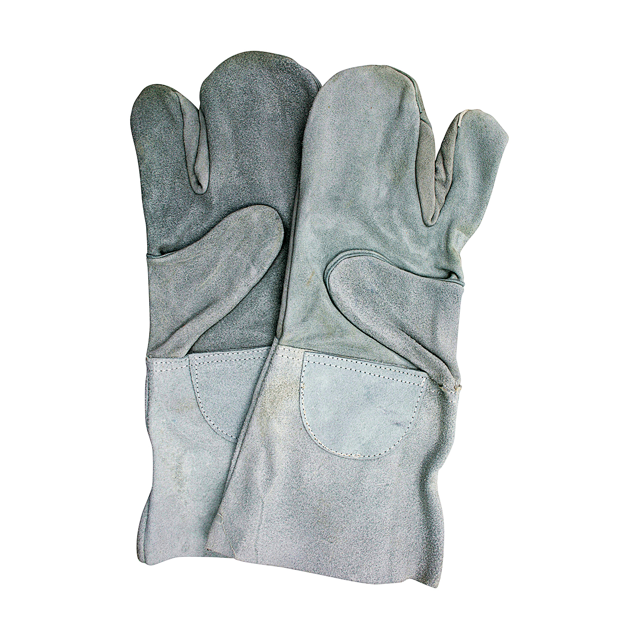 Schutzhandschuh aus Spalt-Leder, 3-Finger Handschuh mit Stulpe ca. 35cm