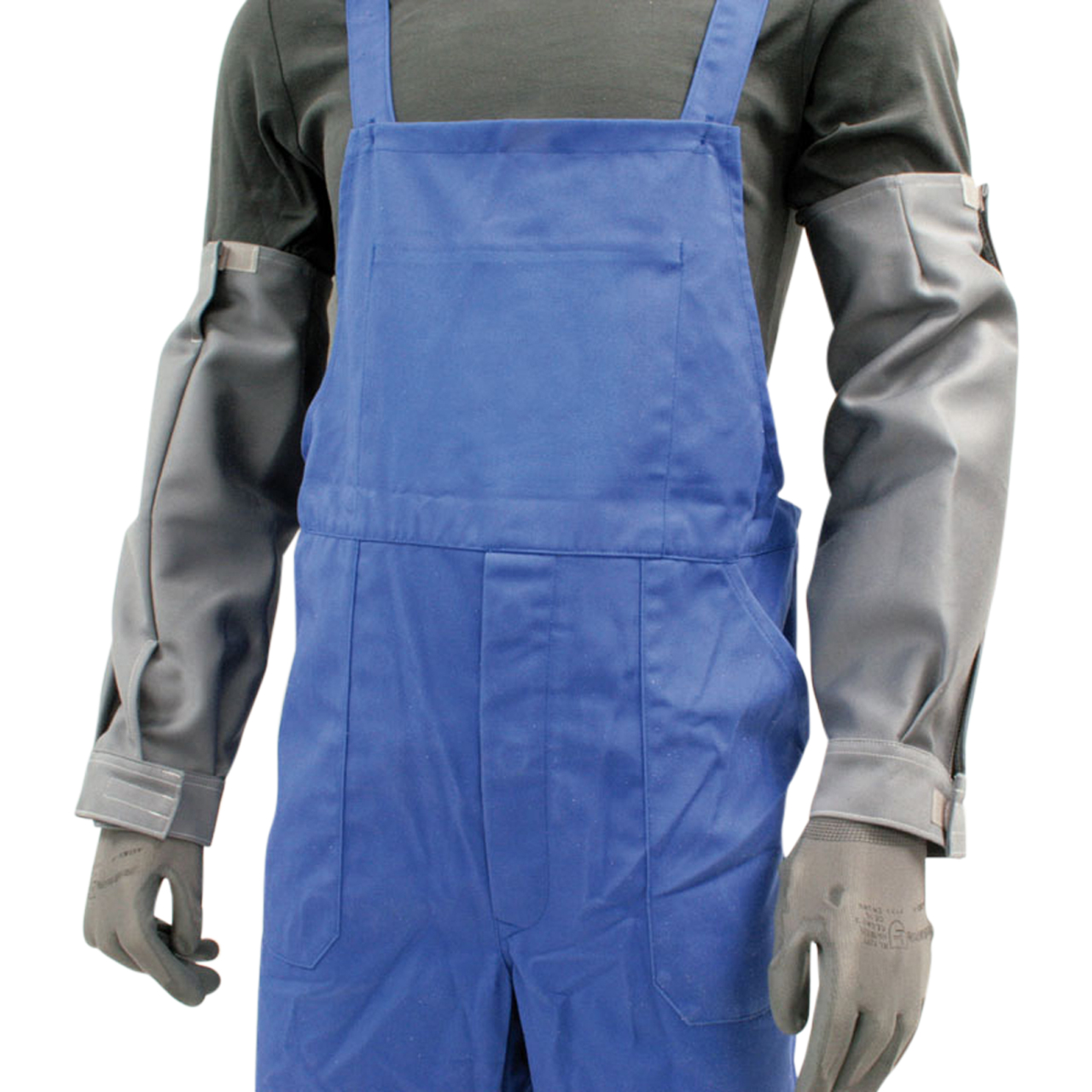 Ärmelschoner mit Klettverschluß aus SECAN Baumwollgewebe, grau, linker Ärmel