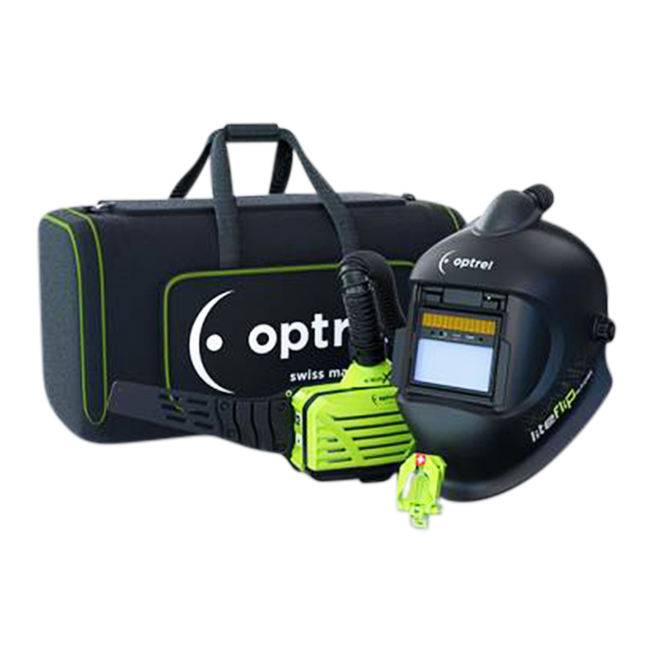 optrel® liteflip, schwarz, DIN 4/5-14, Frischlufthelm mit e3000X