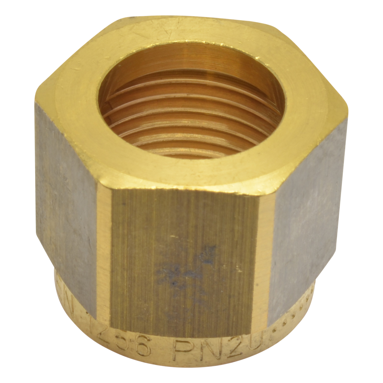 Überwurfmutter G3/8'' RH, Bohrung 9,5 mm, mit Gravur EN 1256