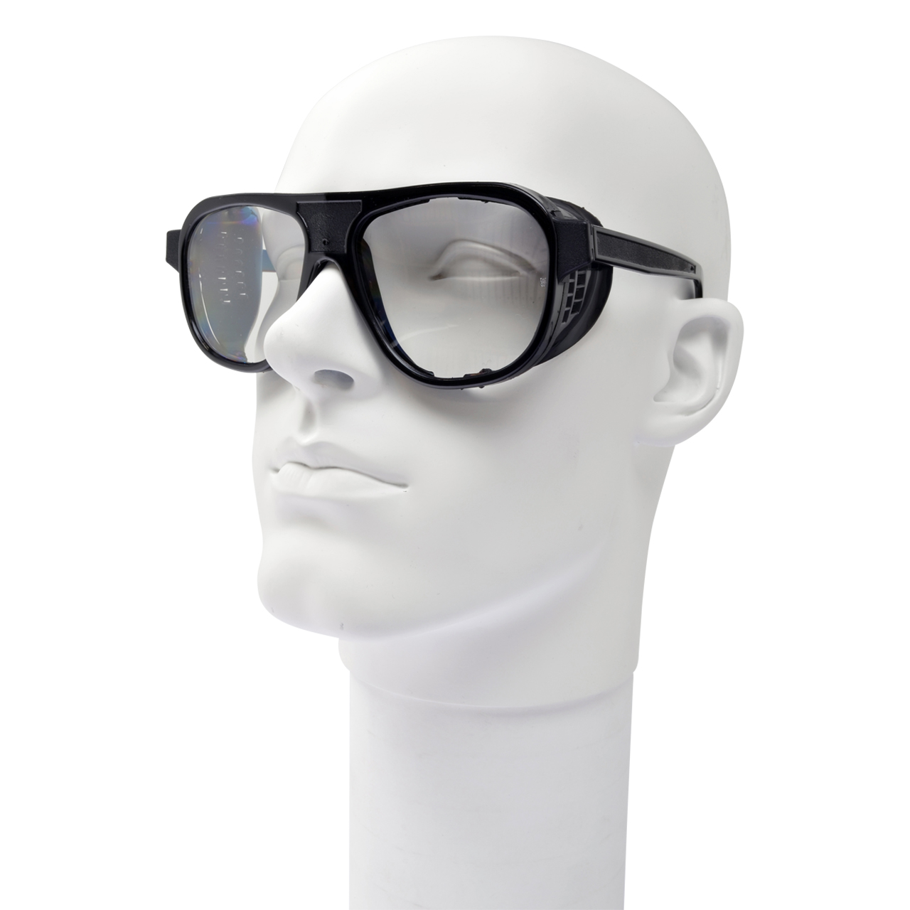 Einweg-Schutzbrille aus schwarzem Nylon, Formgläser 62 x 52 mm, klar