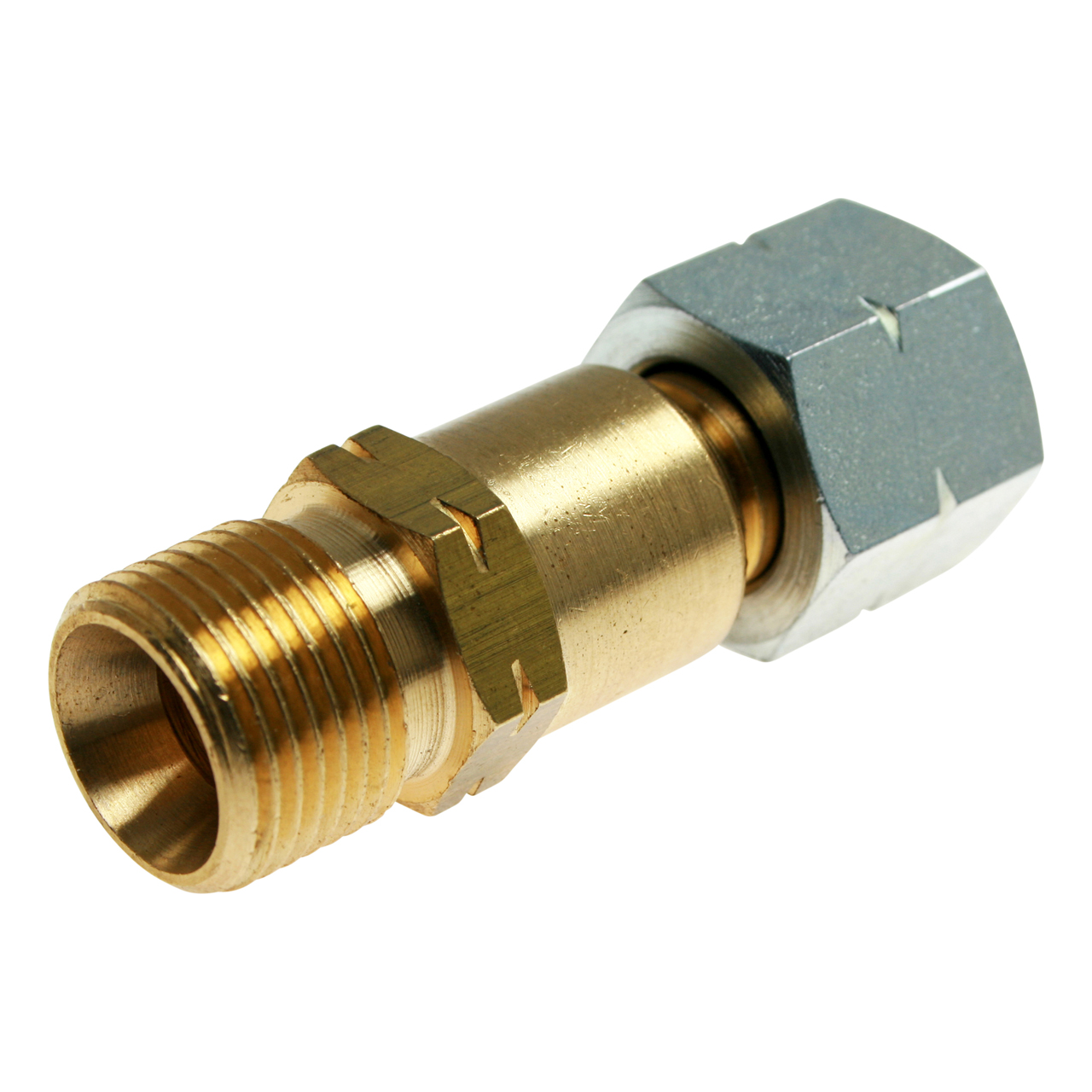 Verdrehschutzanschluss G3/8" LH, Überwurfmutter und Außengewinde