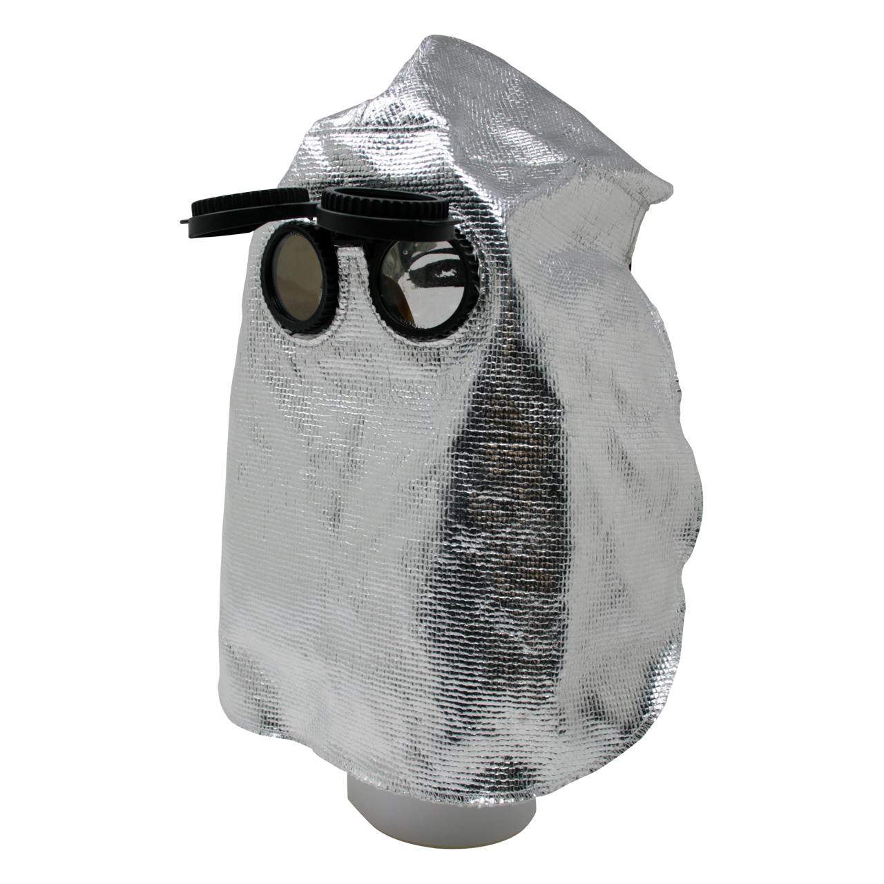 Kopfhaube aus Hitzeschutzgewebe mit Klappbrille, ohne Nase, hinten offen