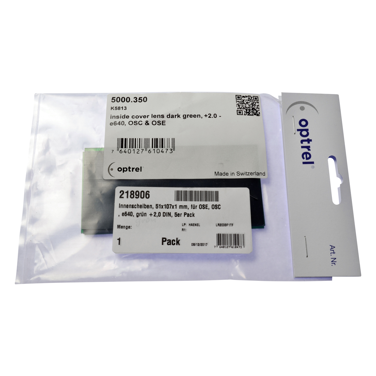 Innenscheiben für optrel® OSE/OSC/e640, 51 x 107 x 1 mm, grün, 2 DIN