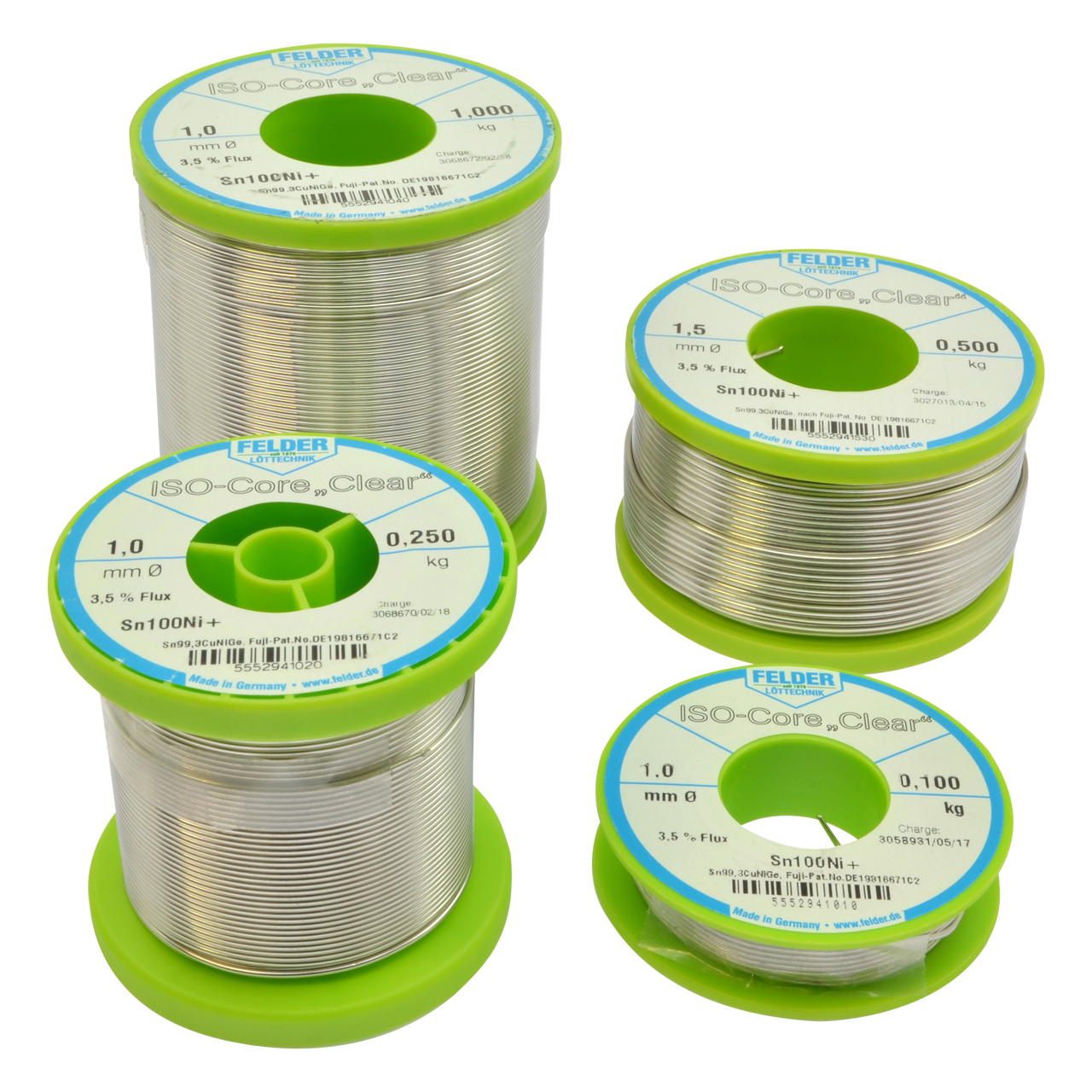 Elektro Lötdraht, Sn100Ni+, Sn99,3CuNiGe, ISO-Core-CLEAR, Ø 0,75 mm