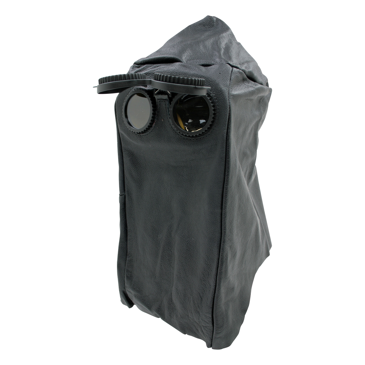 Lederkopfhaube mit Klappbrille, ohne Nase, hinten geschlossen