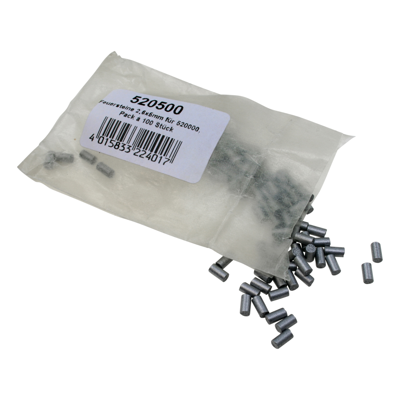 Feuersteine für 520001, 2,2 x 6 mm, 100 Stück/Pack