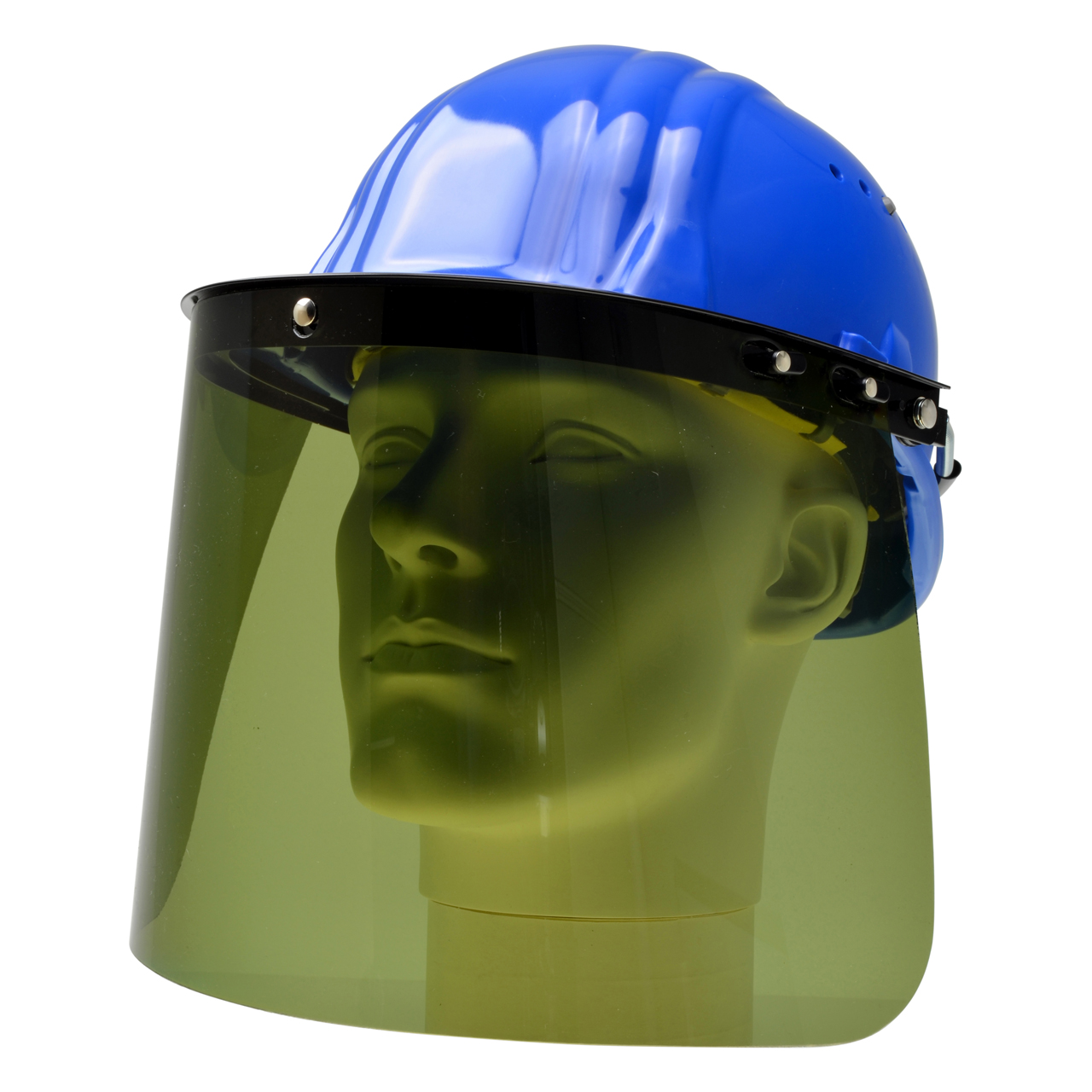 Anbauvisier mit Federzug für Arbeitshelme, mit PET-G Scheibe, DIN 2, ohne Helm