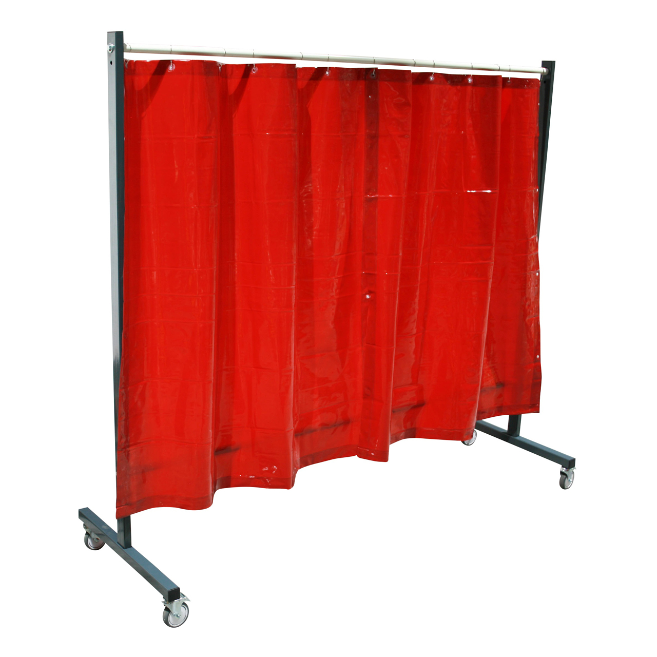 SST3 Schutzwand, 2 x 2,15 m, fahrbar, mit Vorhang 0,4 mm, 1,60 m lang, rot R4