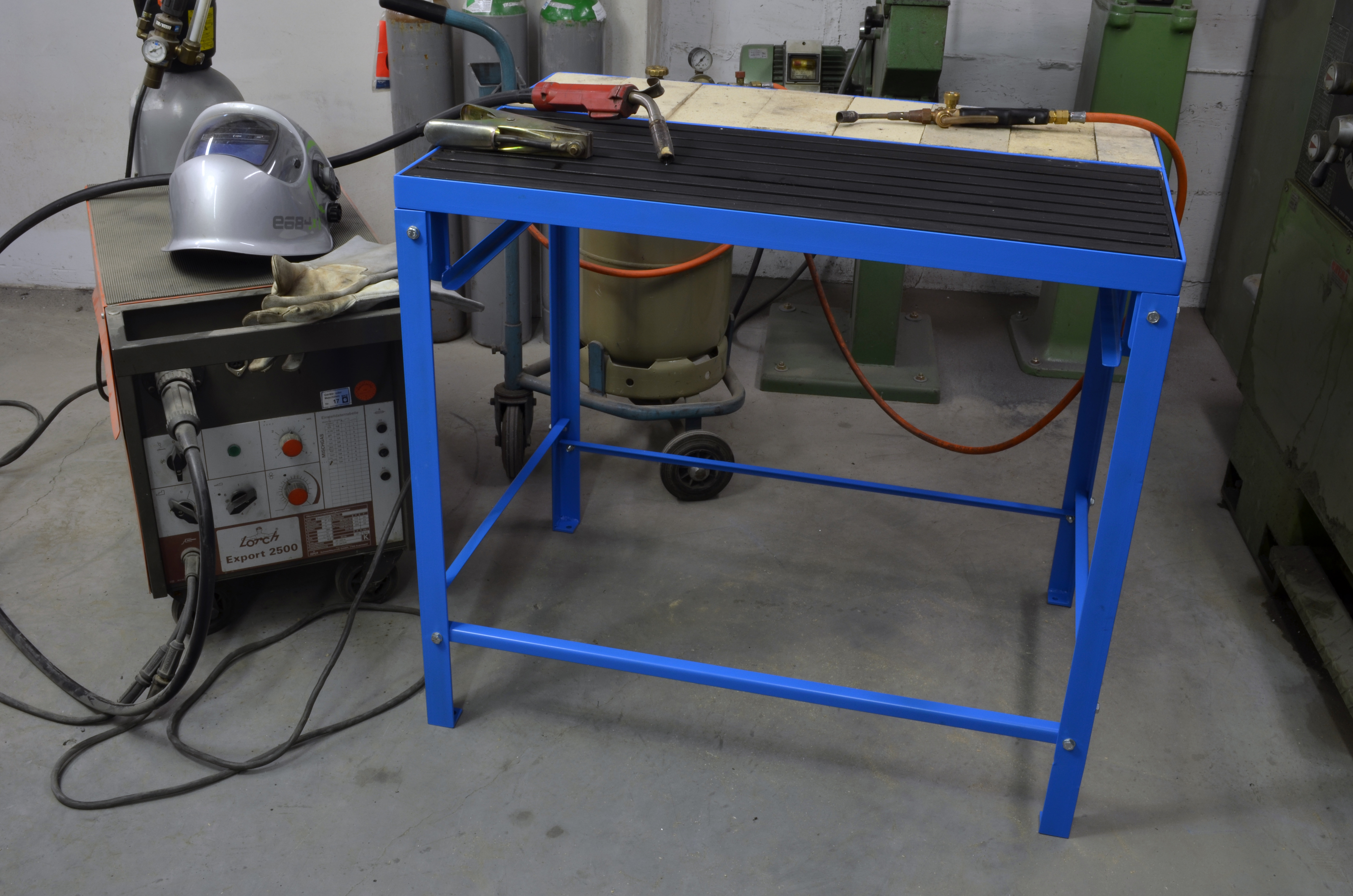 Schweiß- und Löttisch 90x60x80cm, Schamottstein und Gitterrost, ohne Schubl.