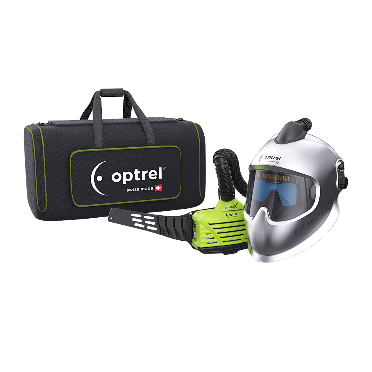 optrel® panoramaxx CLT, silber, DIN 2.0/4-12, Frischlufthelm mit e3000X