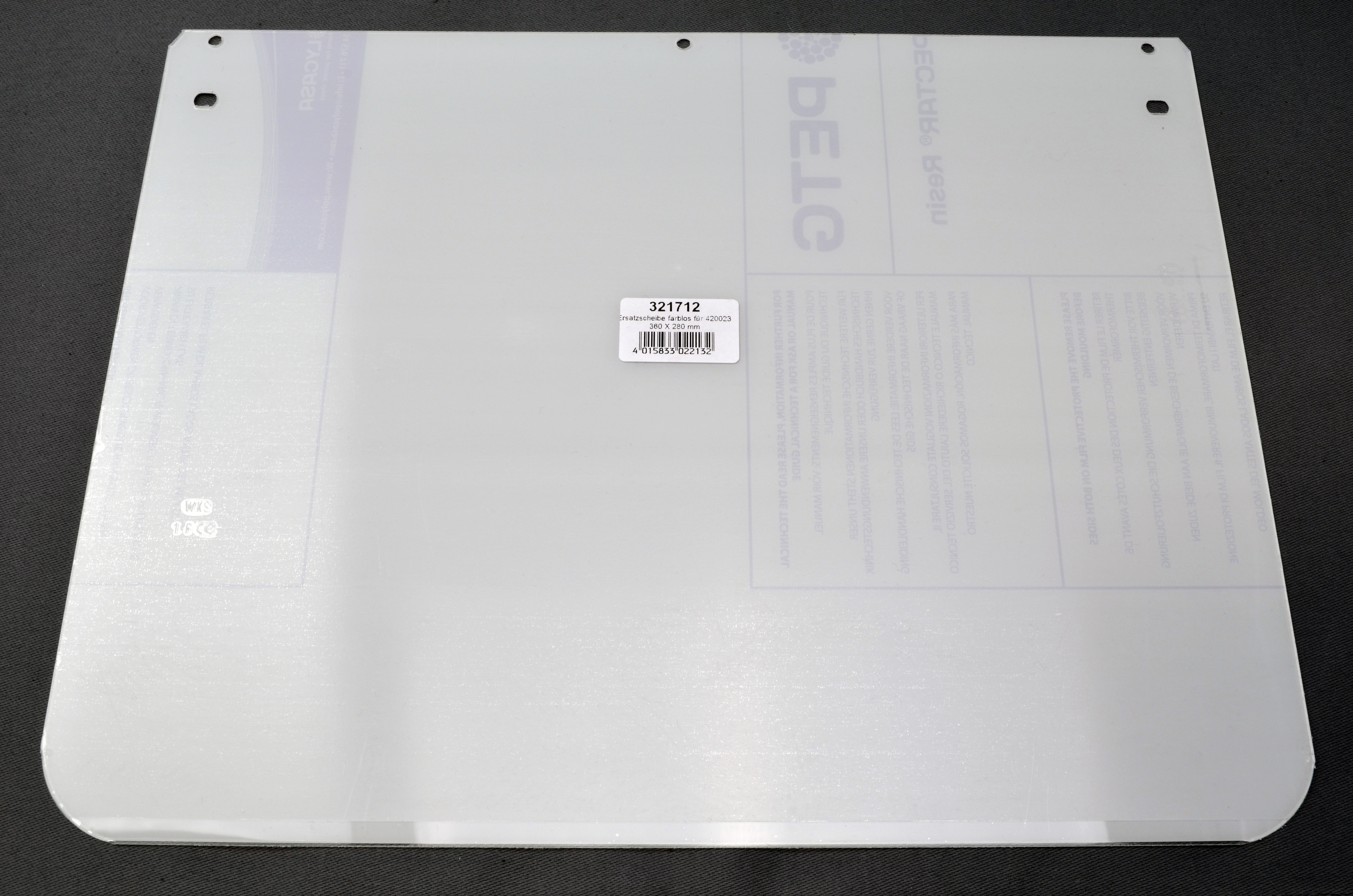 Ersatzscheibe, klar, für 420023, 360 x 280 x 1 mm, ohne Rahmen