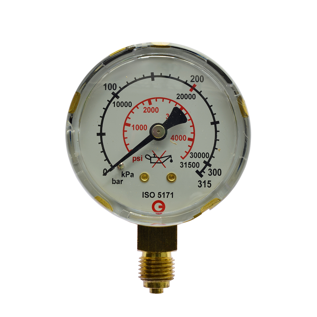 Inhaltsmanometer, neutral, 0 - 315 bar, 1/4", EN 562