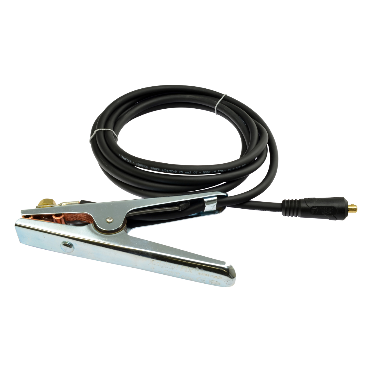 Massekabel Neopren (H01N2-D) mit FIX Klemme 200 A, 25 mm², Dorn 13 mm