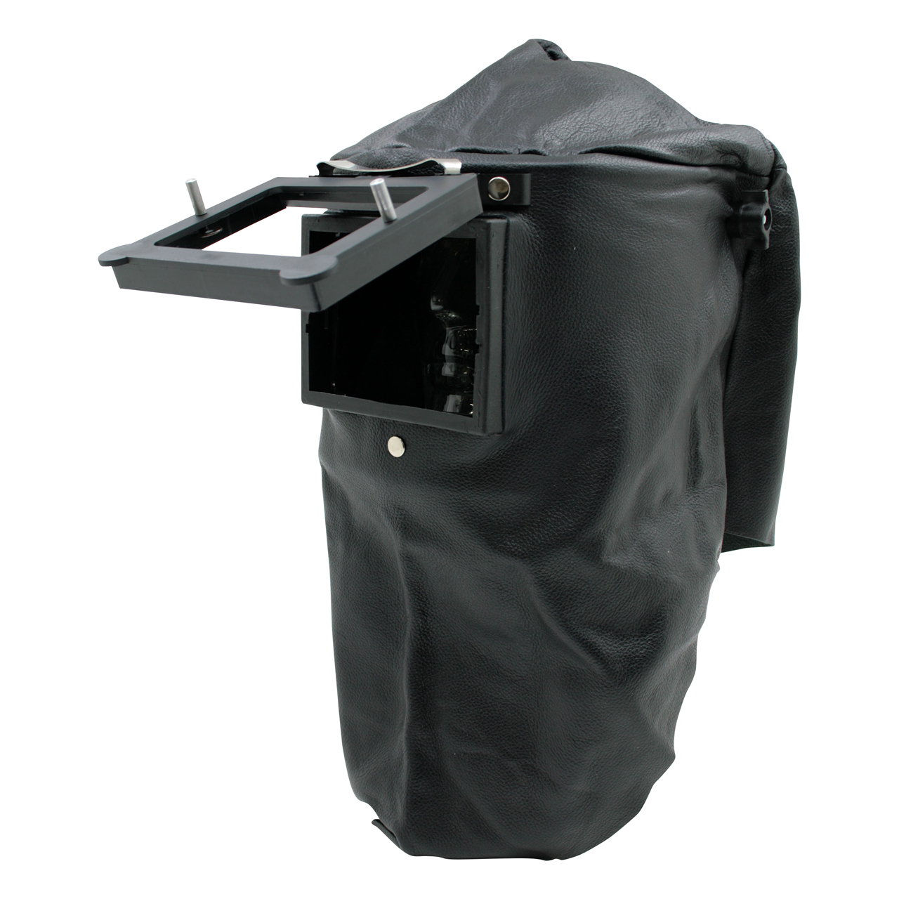 Lederkopfhaube mit Kopfband und Klapprahmen, 90 x 110 mm, hinten geschlossen