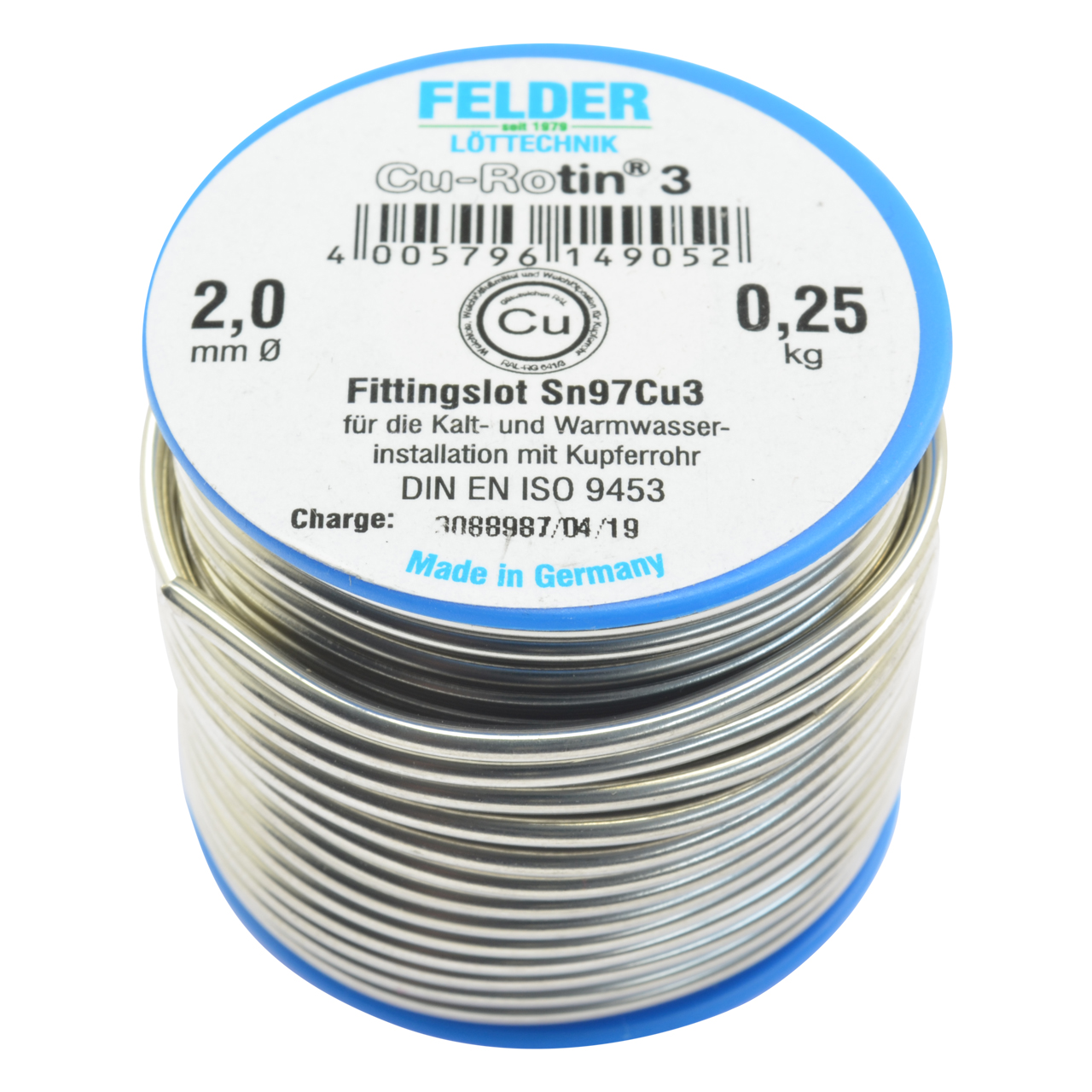 Fittingslot Curotin 3, bleifrei, Spule mit 250 g, S-Sn97Cu3
