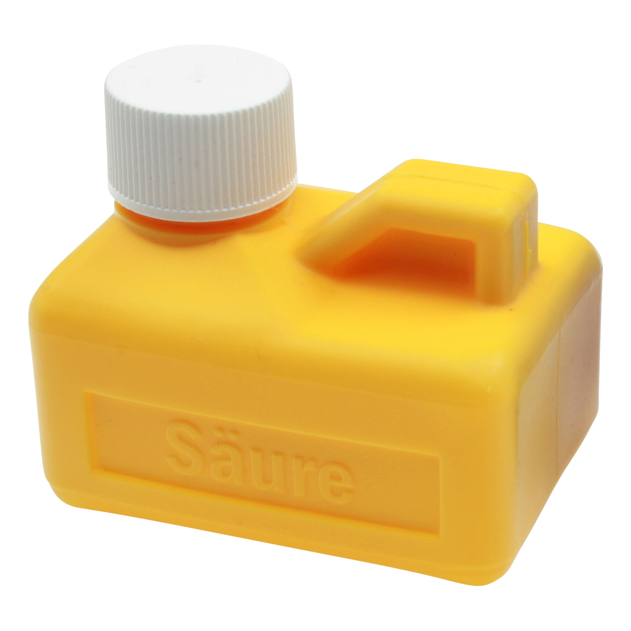 Säureflasche 125 ml (Boden 75 x 55 mm), leer, gelb, Prägung: Säure