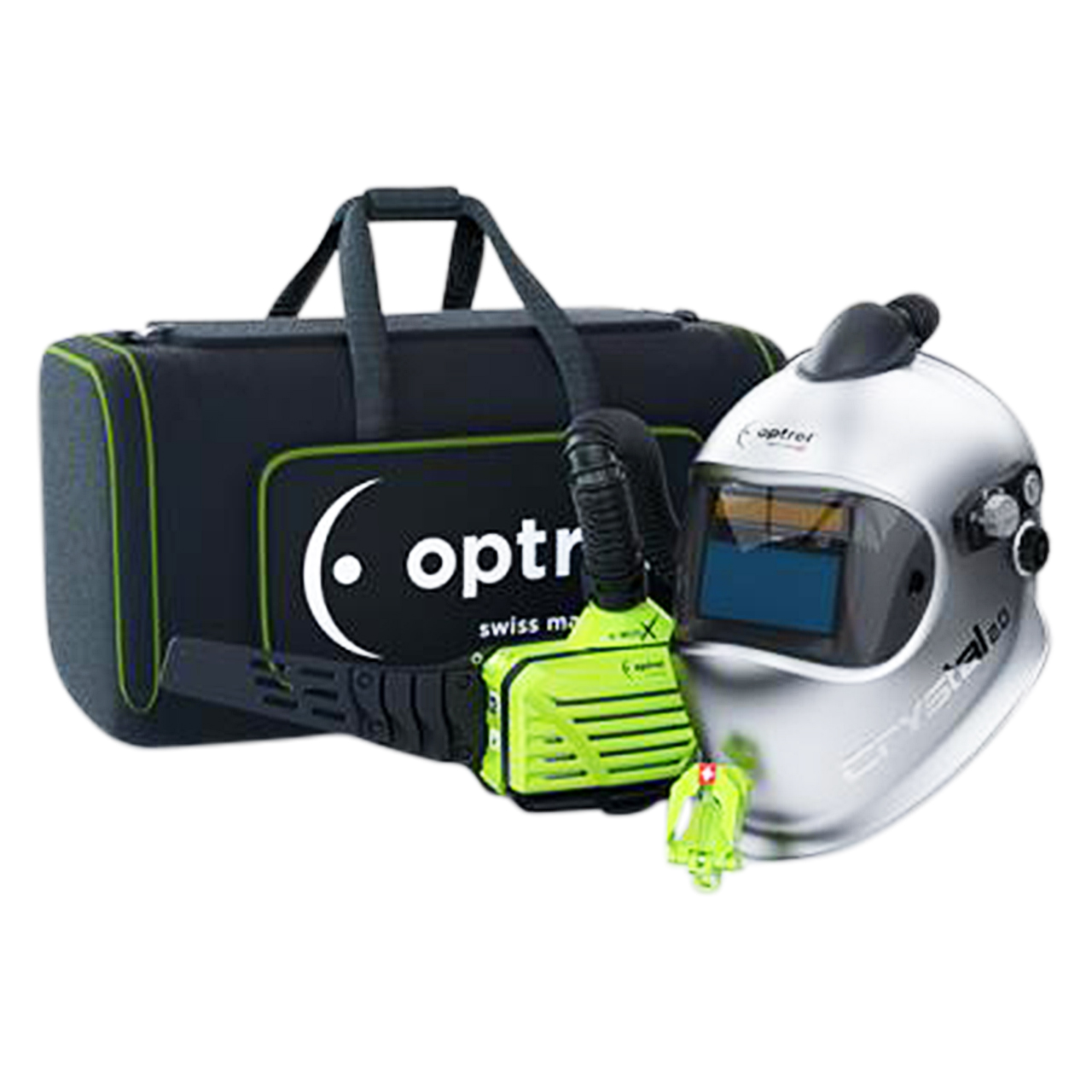 optrel® crystal 2.0, silber metallic, DIN 2/4-12, Frischlufthelm mit e3000X