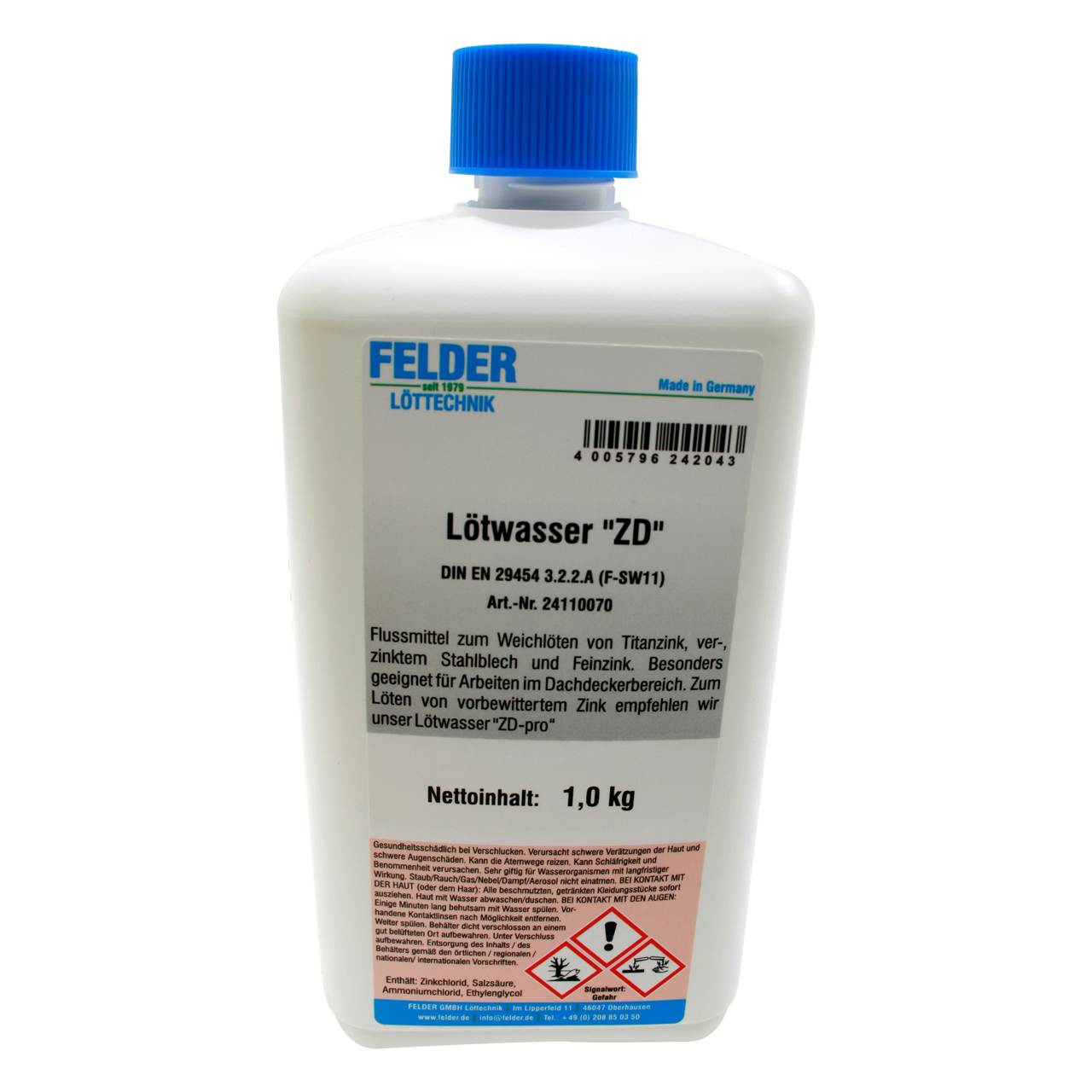 Lötwasser ZD nach EN 29454, 1000 g Flasche