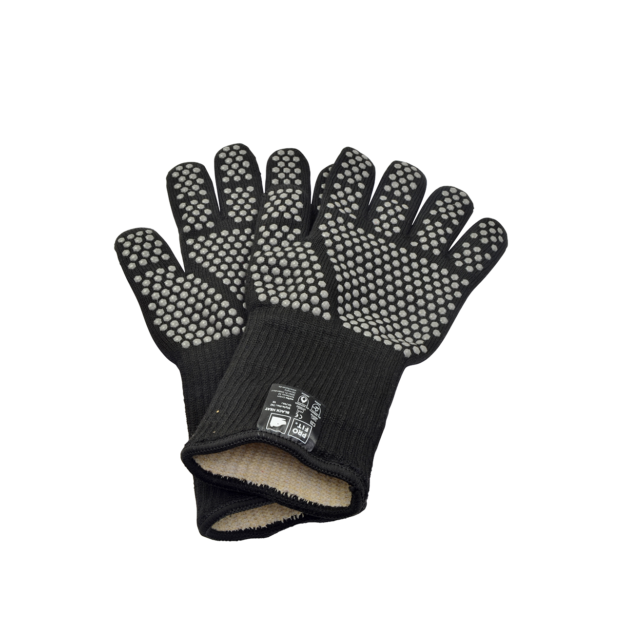 Hitzeschutz-Grobstrickhandschuh, schwarz, 5-Finger, Gr. 10