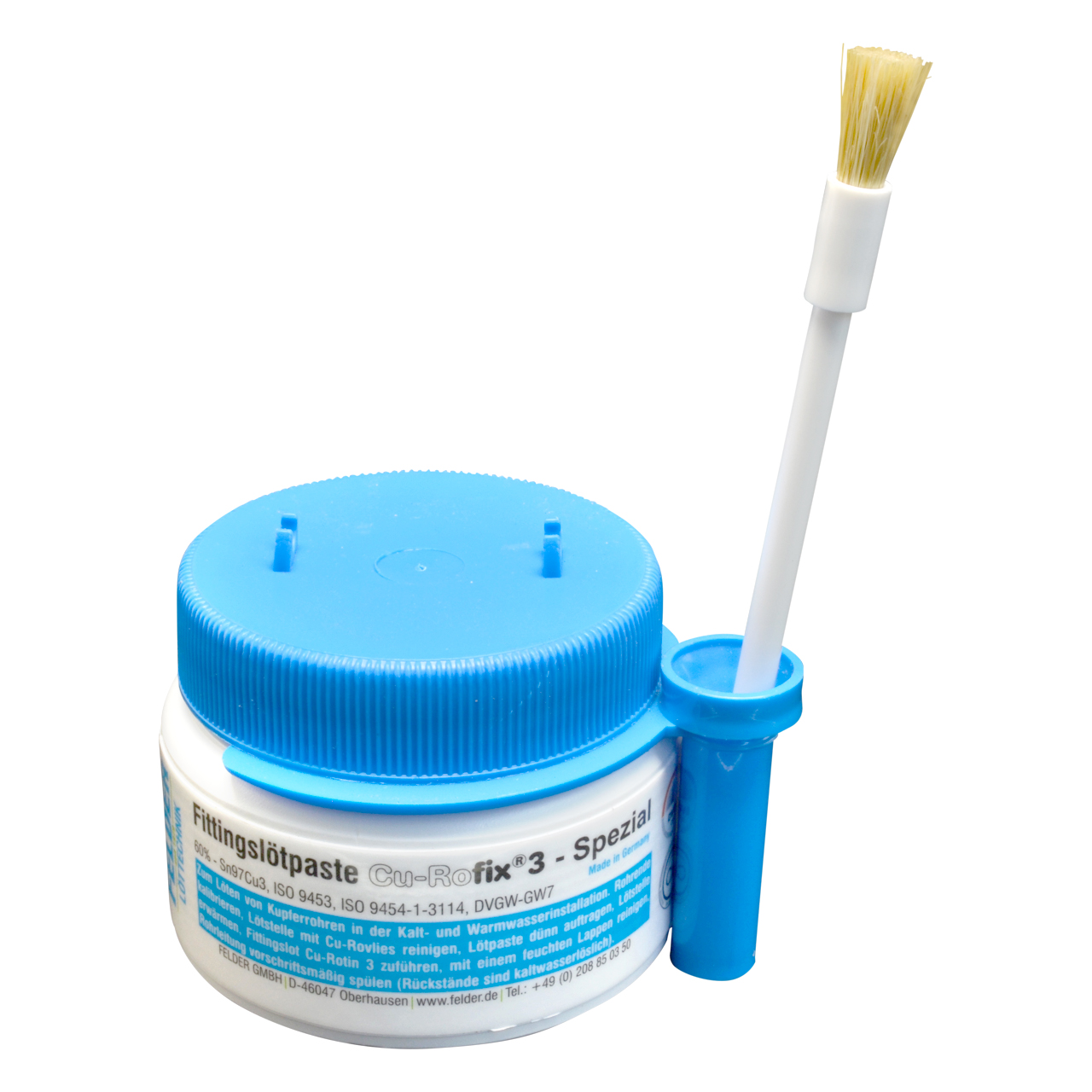 Fitting-Lötpaste CuRofix 3 SPEZIAL Sn97Cu3 (L-SnCu3), mit Pinsel, 250 g Dose