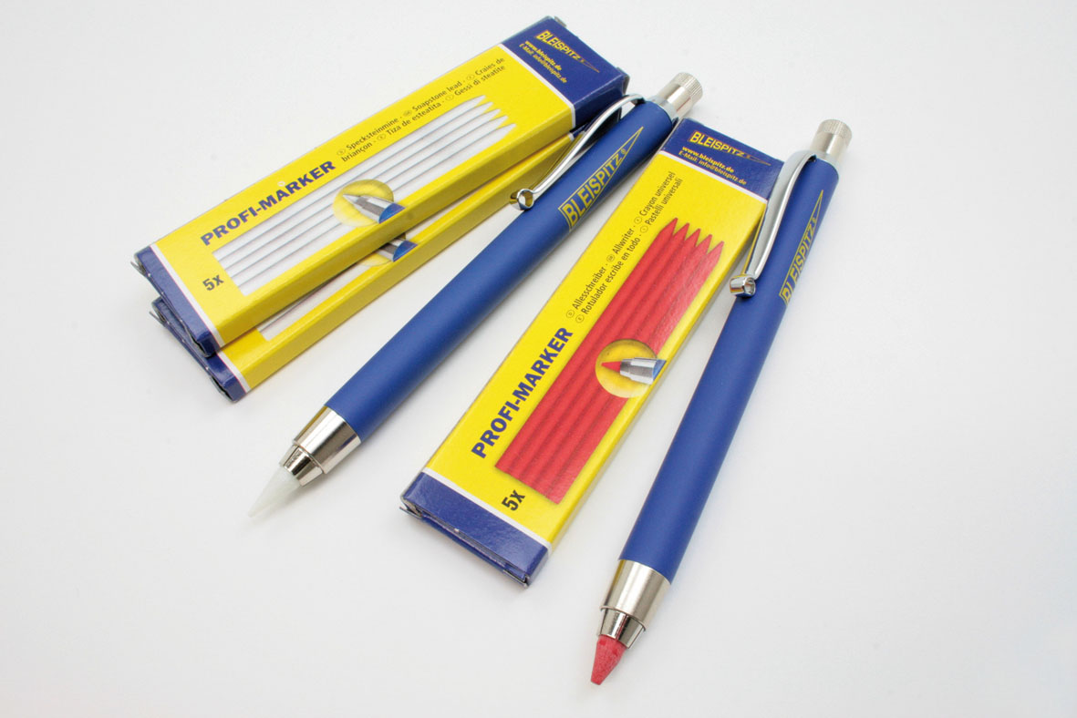 Profi Marker Set für Schweißer (2 Halter, 10 Minen Speckstein, 5 Minen rot)