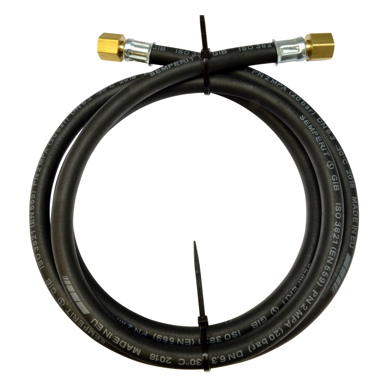 Gasschlauch GIB für Stickstoff/Argon/CO2/Pressluft, Ø 6,3x3,5 mm, 2x 1/4" RH