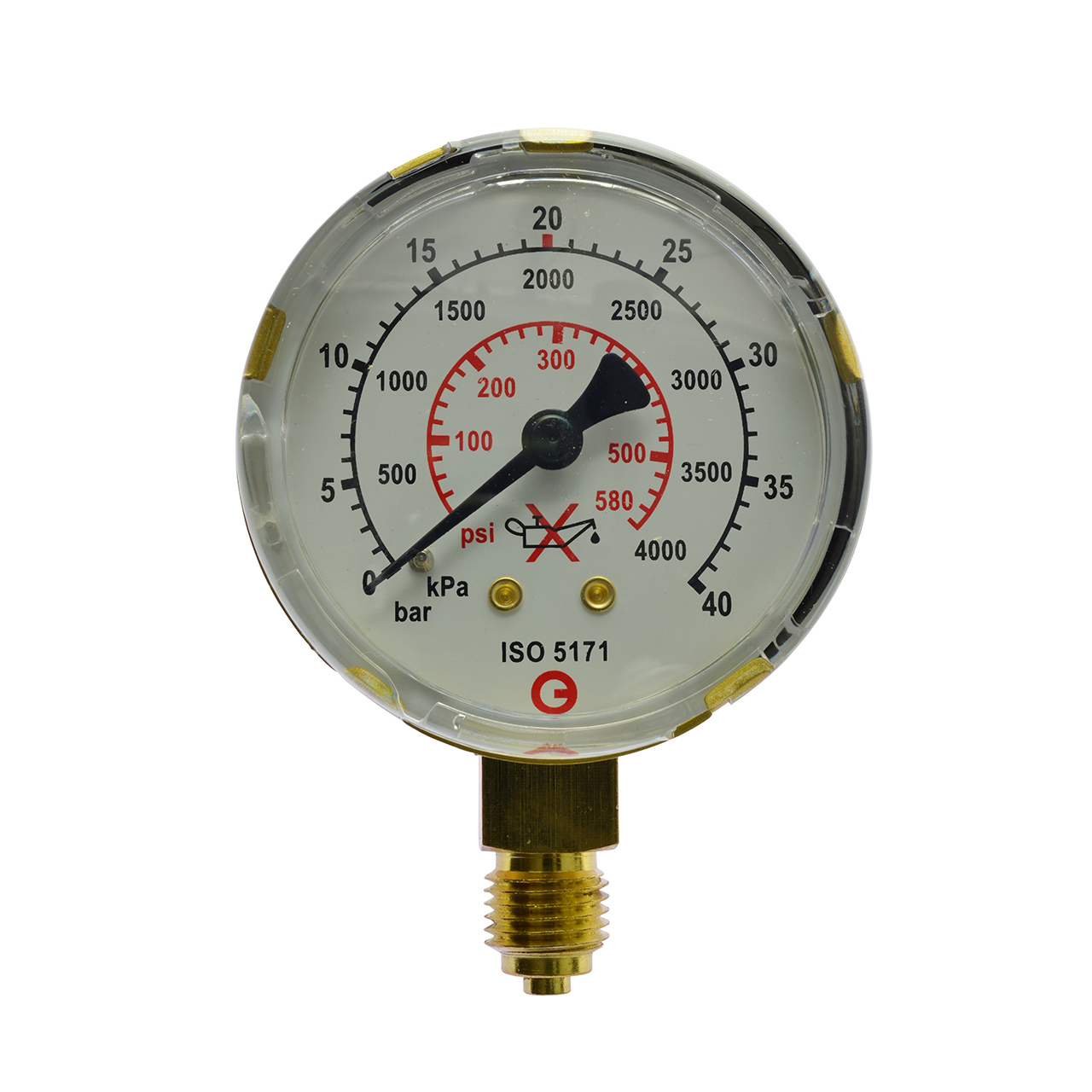 Inhaltsmanometer, neutral, 0 - 40 bar, 1/4", EN 562