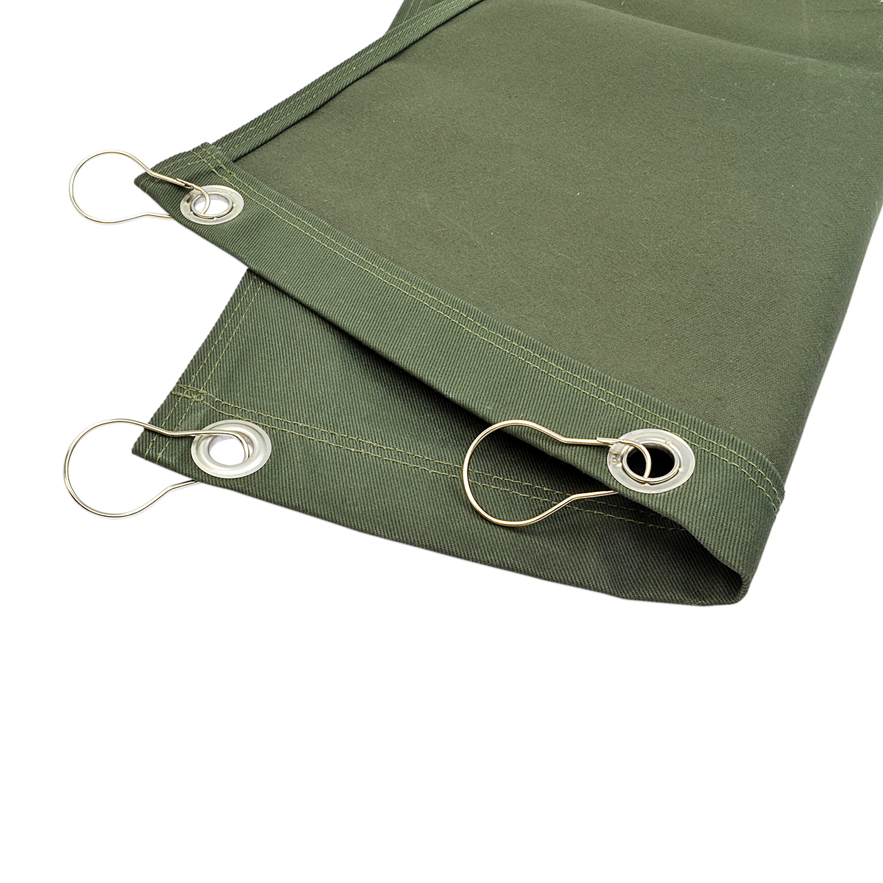 Schweißervorhang aus Baumwollgewebe, Edelstahlösen, alle 30 cm, mit Ringen